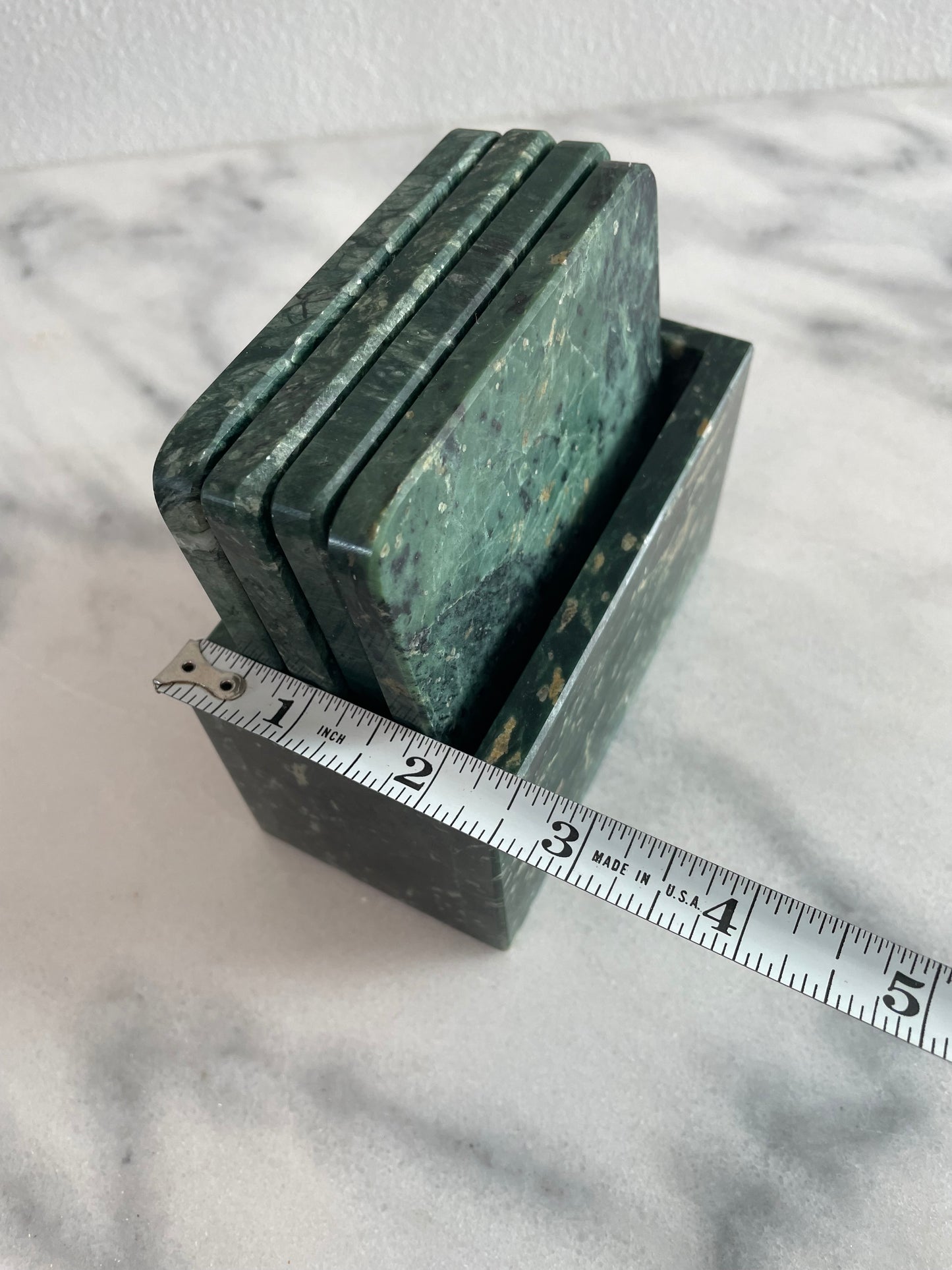 Green Marble Coasters With Storage Box