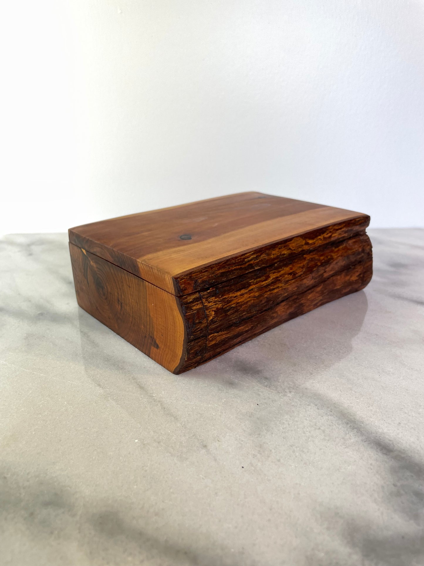 Mid 20th Century Hand Crafted Live Edge Wood Stash Box