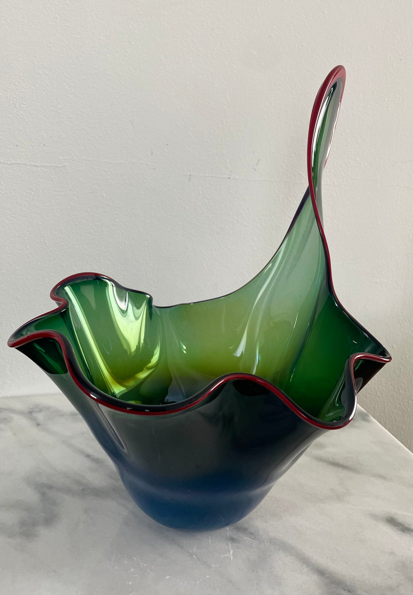 Studio Art Glass Abstract Free Form Ruffled Sculptural Vase Signed 2006