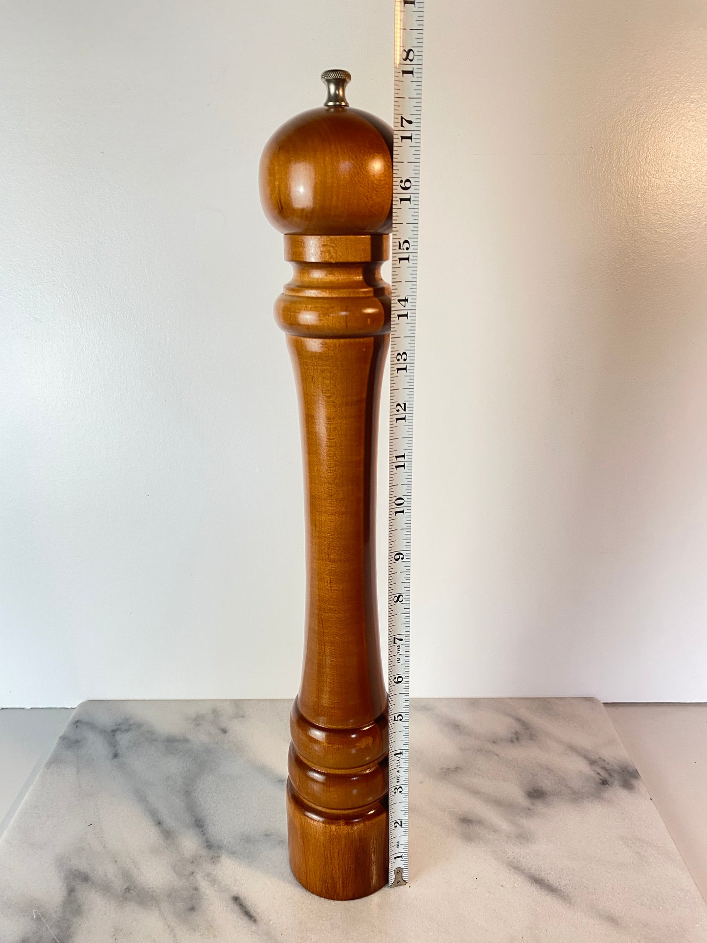 Large Vintage Walnut-Stained Hardwood Pepper Mill, 18” — Professional Series Made in Usa