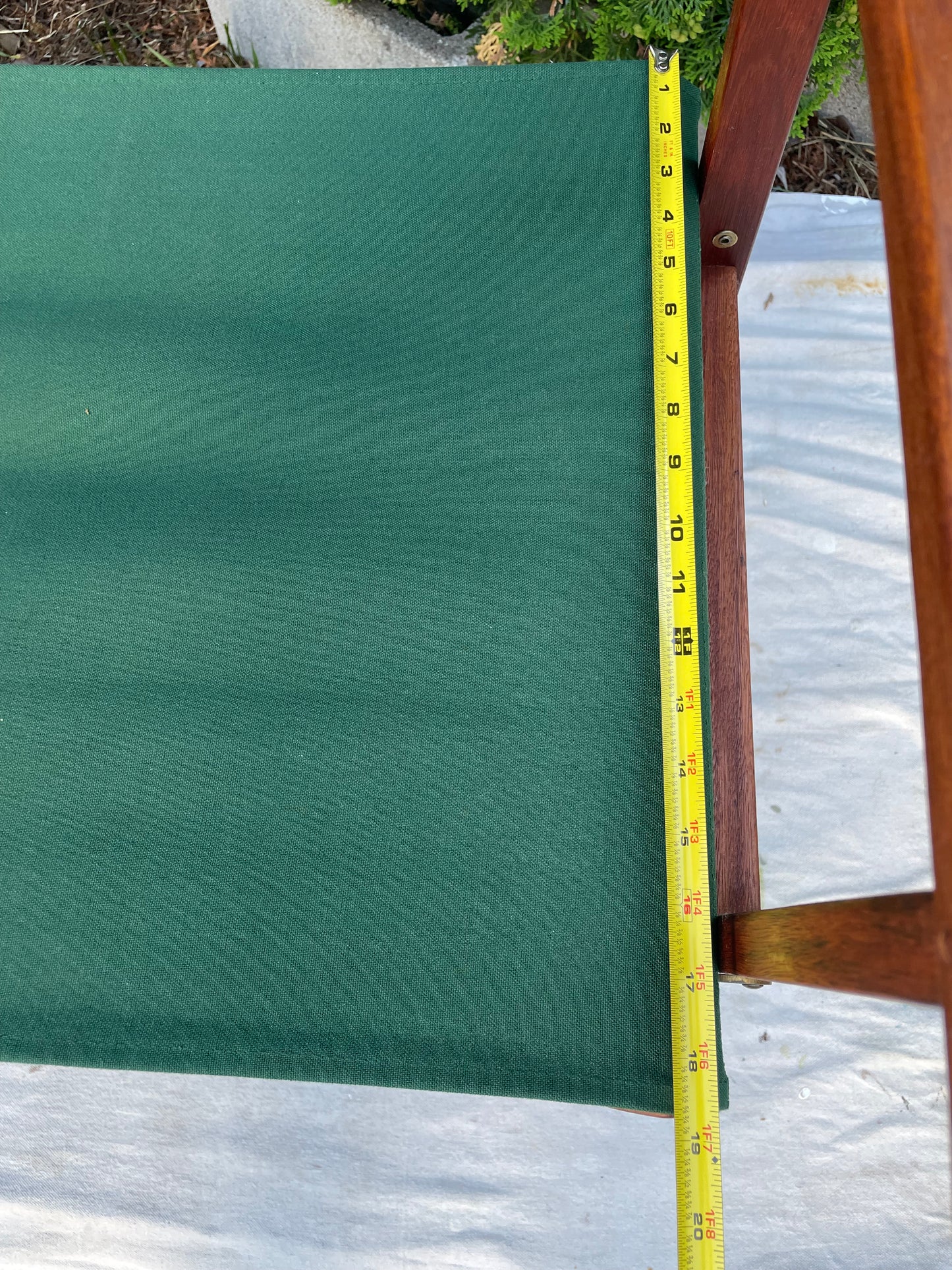 Vintage Hunter Green Teak Folding Directors Chair - Set of 2