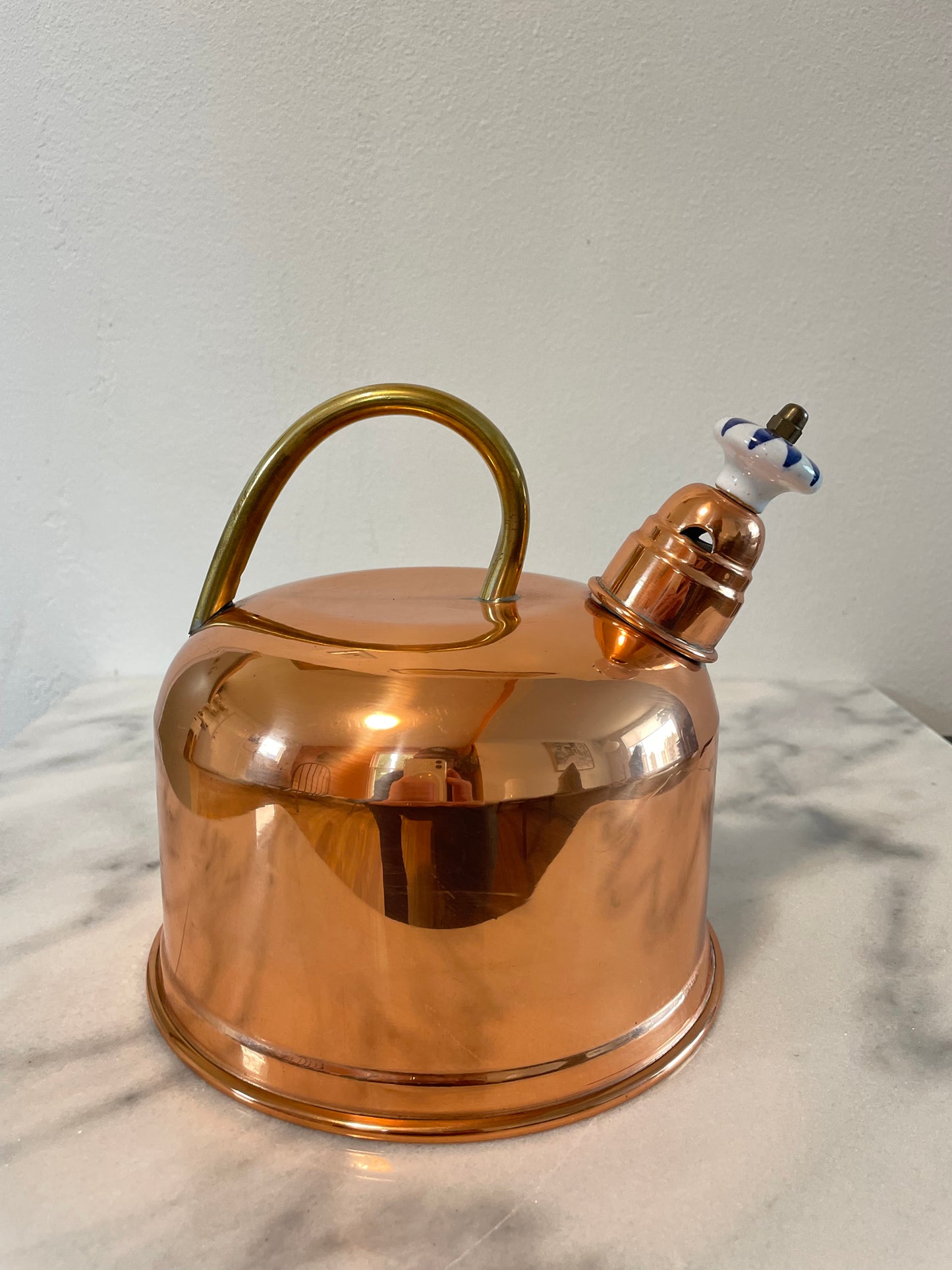 Vintage Copper Tea Kettle With Ceramic Whistle Bead