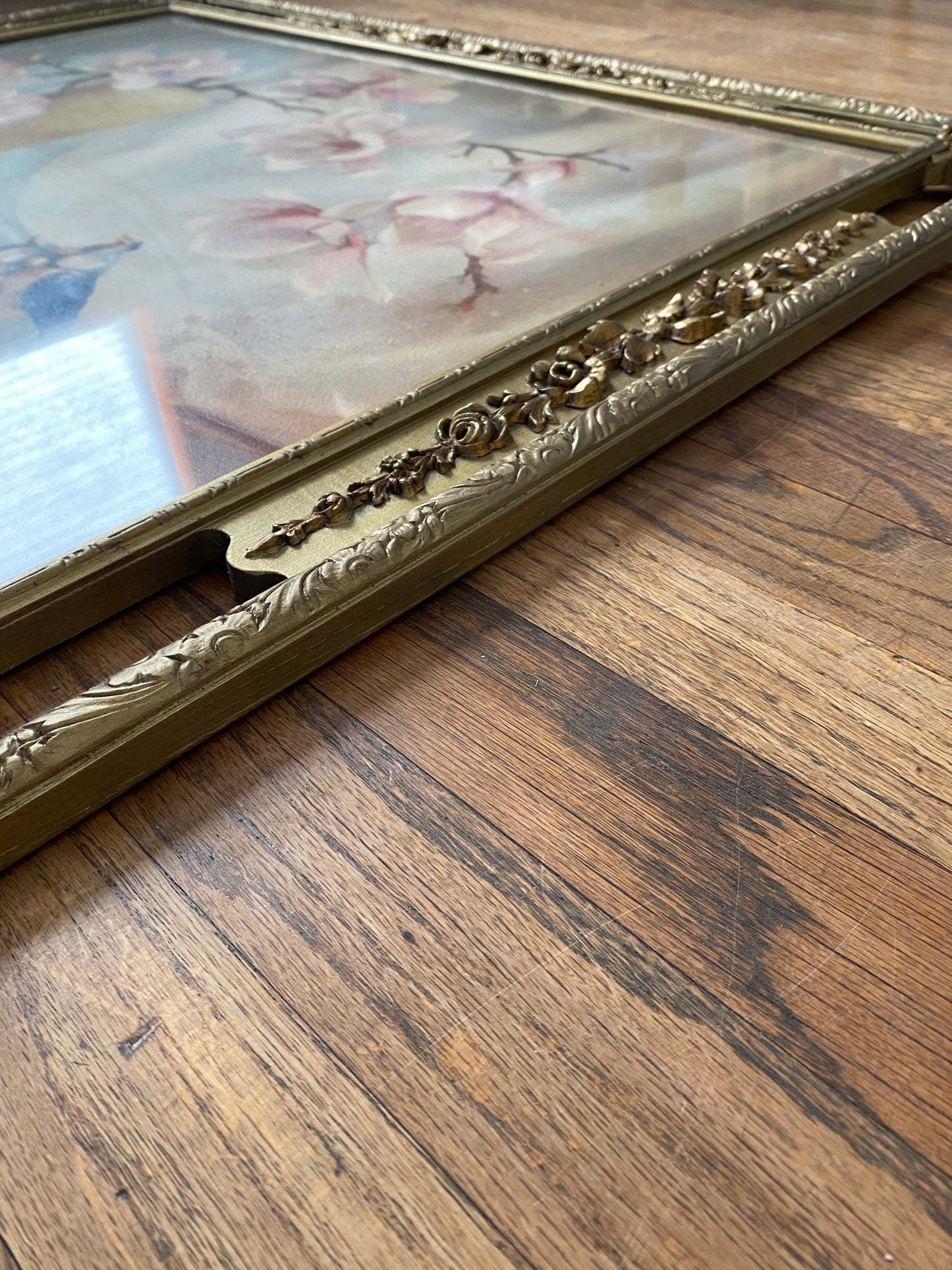 Vintage Framed “Magnolias” Lithograph by Frans Oerder — Morris & Bendien Ny Floral Still Life Reproduction