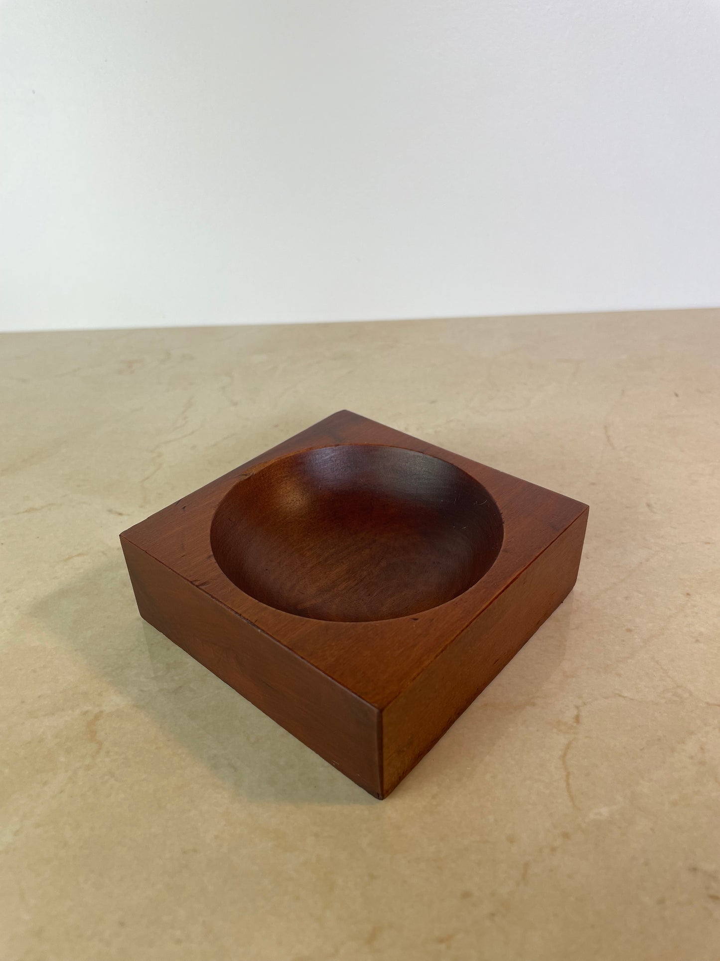Vintage Studio Craft Modern Teak Cube Catchall / Vide-Poch