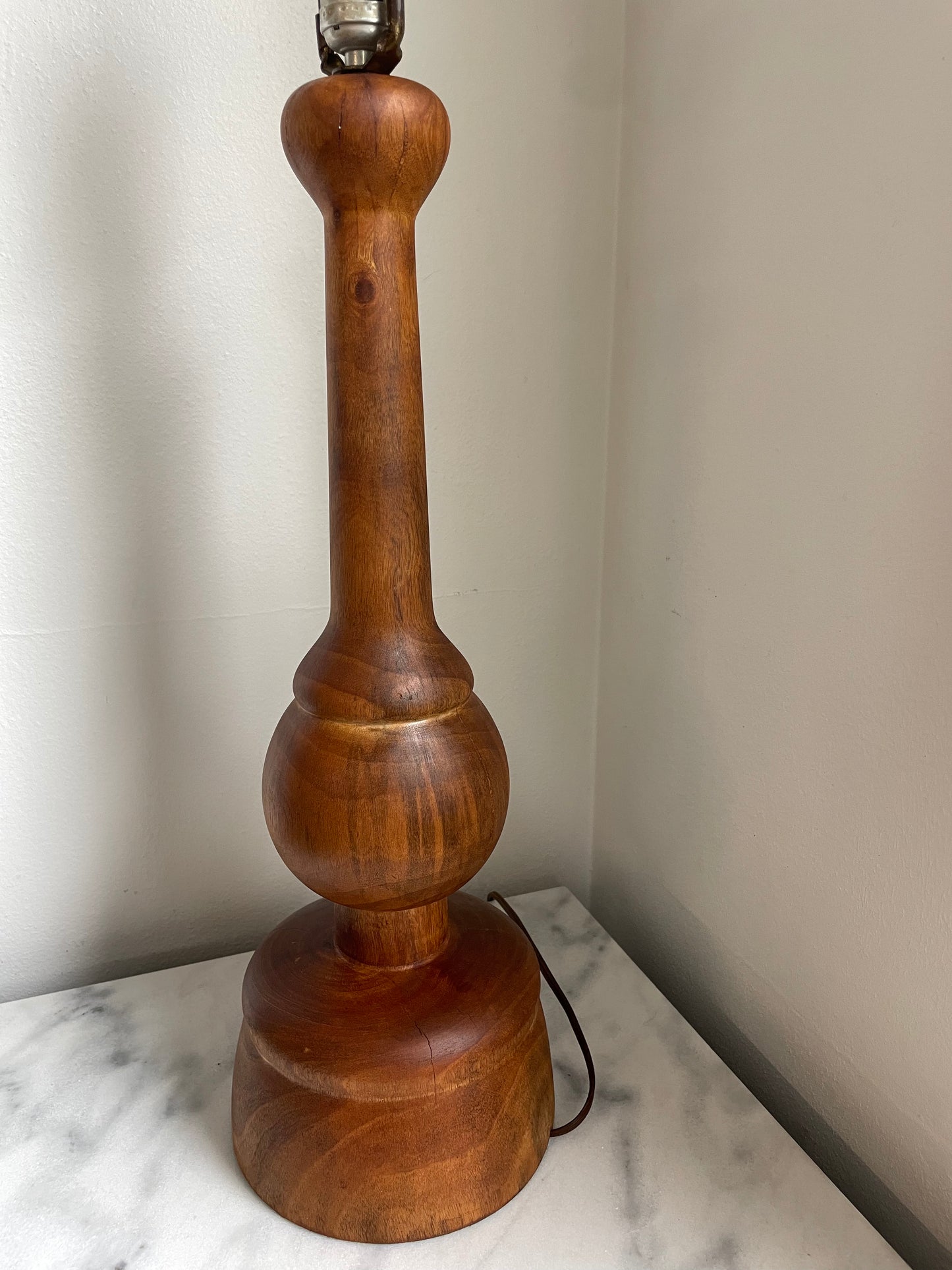 Mid 20th Century Hand Made Turned Wood Lamp