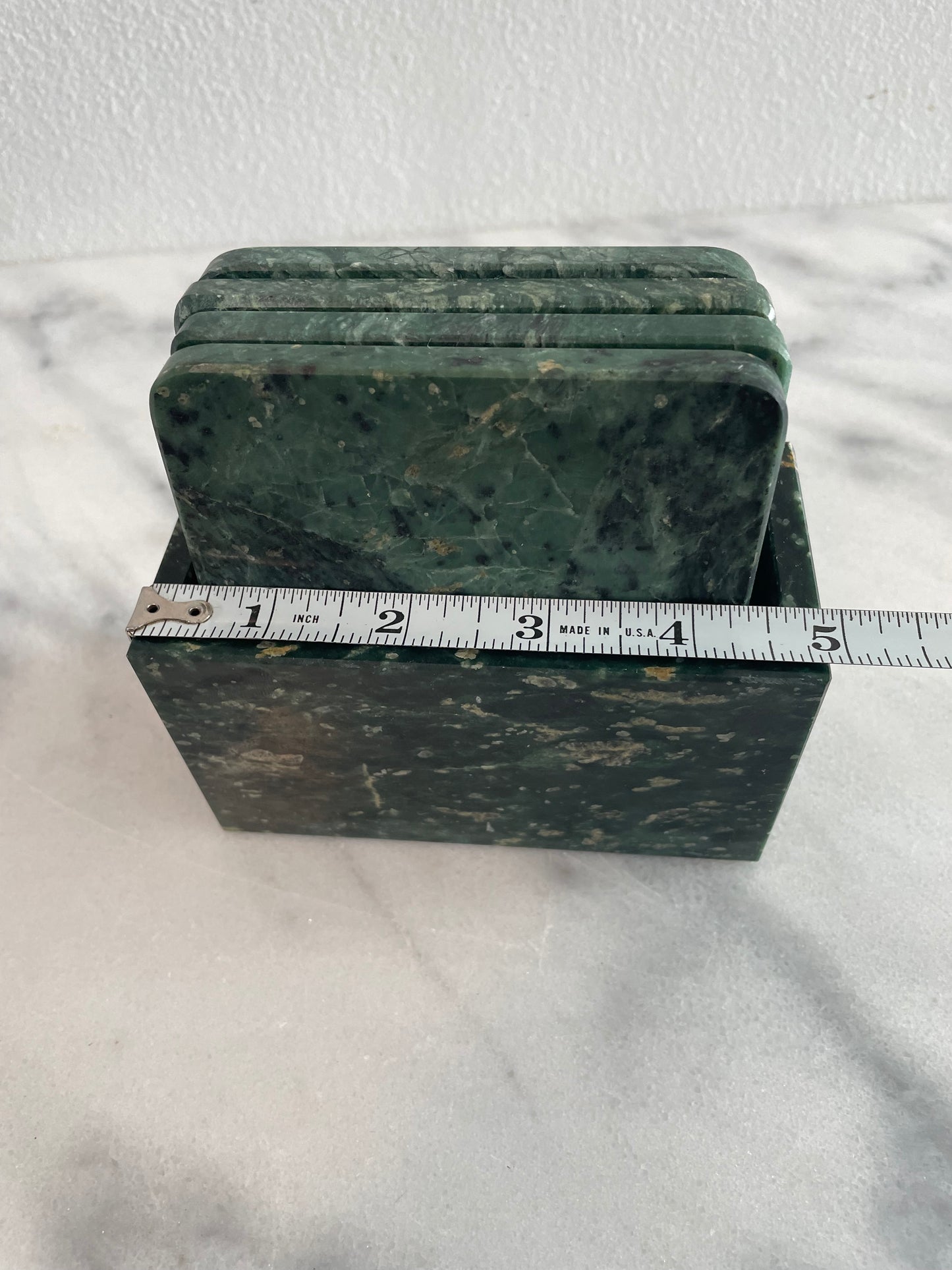 Green Marble Coasters With Storage Box