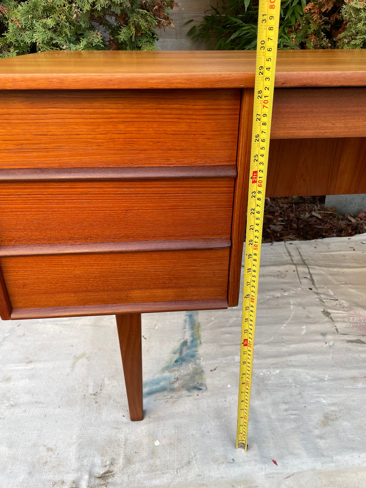 Mid 20th Century Danish Mid Century Modern Teak Executive Desk With Rear Bookcase