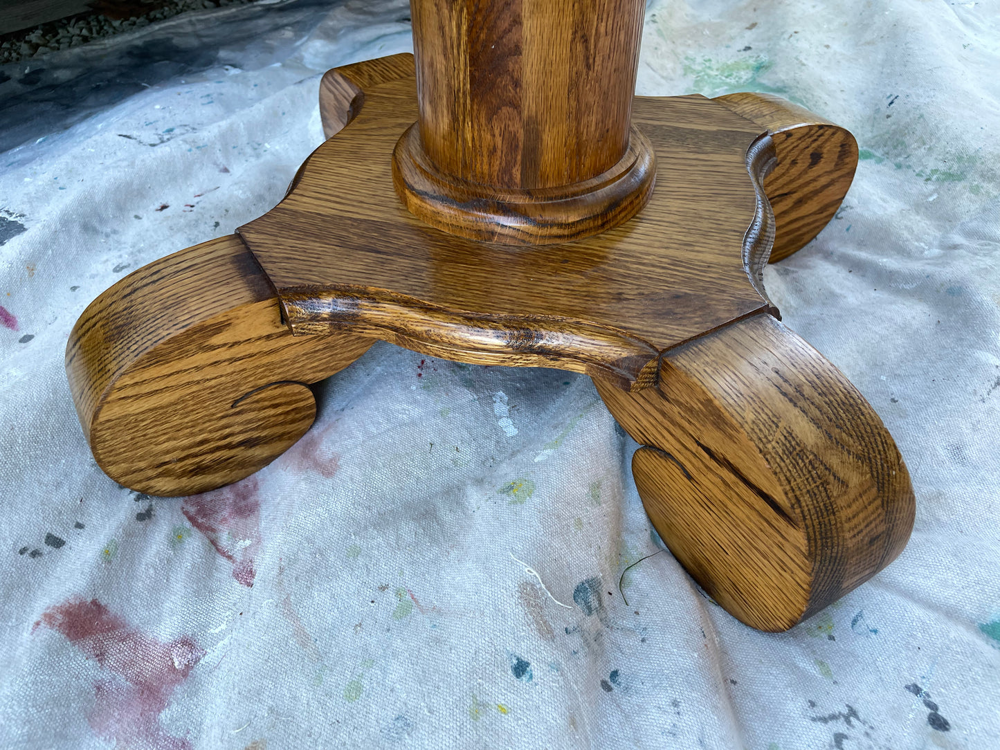 Mid 20th Century Solid Oak Round Pedestal Tables - a Pair