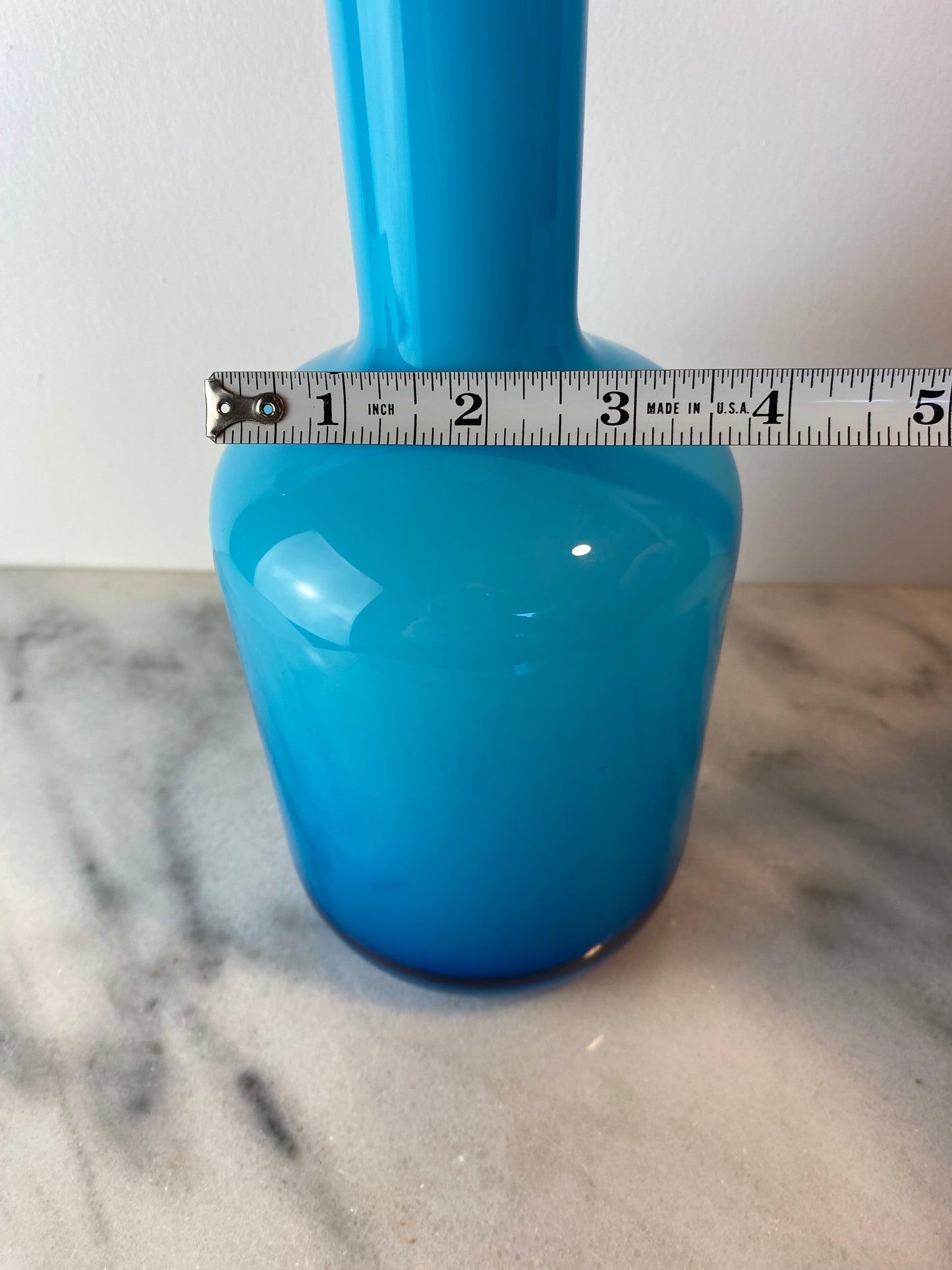 Otto Brauer for Holmegaard “Gulvvase” Blue Cased Glass Vase — Danish Modern, 1960s