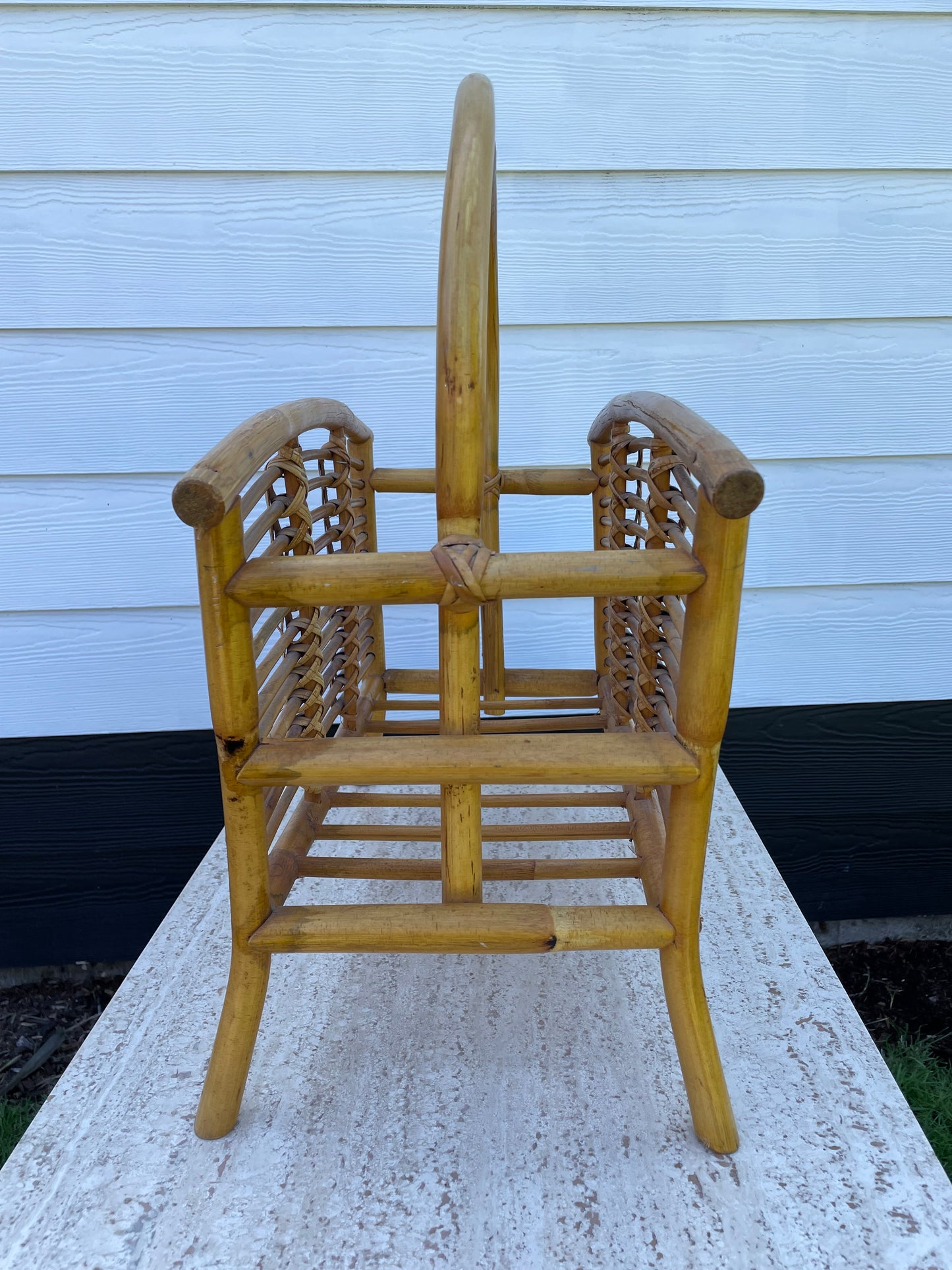 Vintage Boho Bamboo Magazine Rack