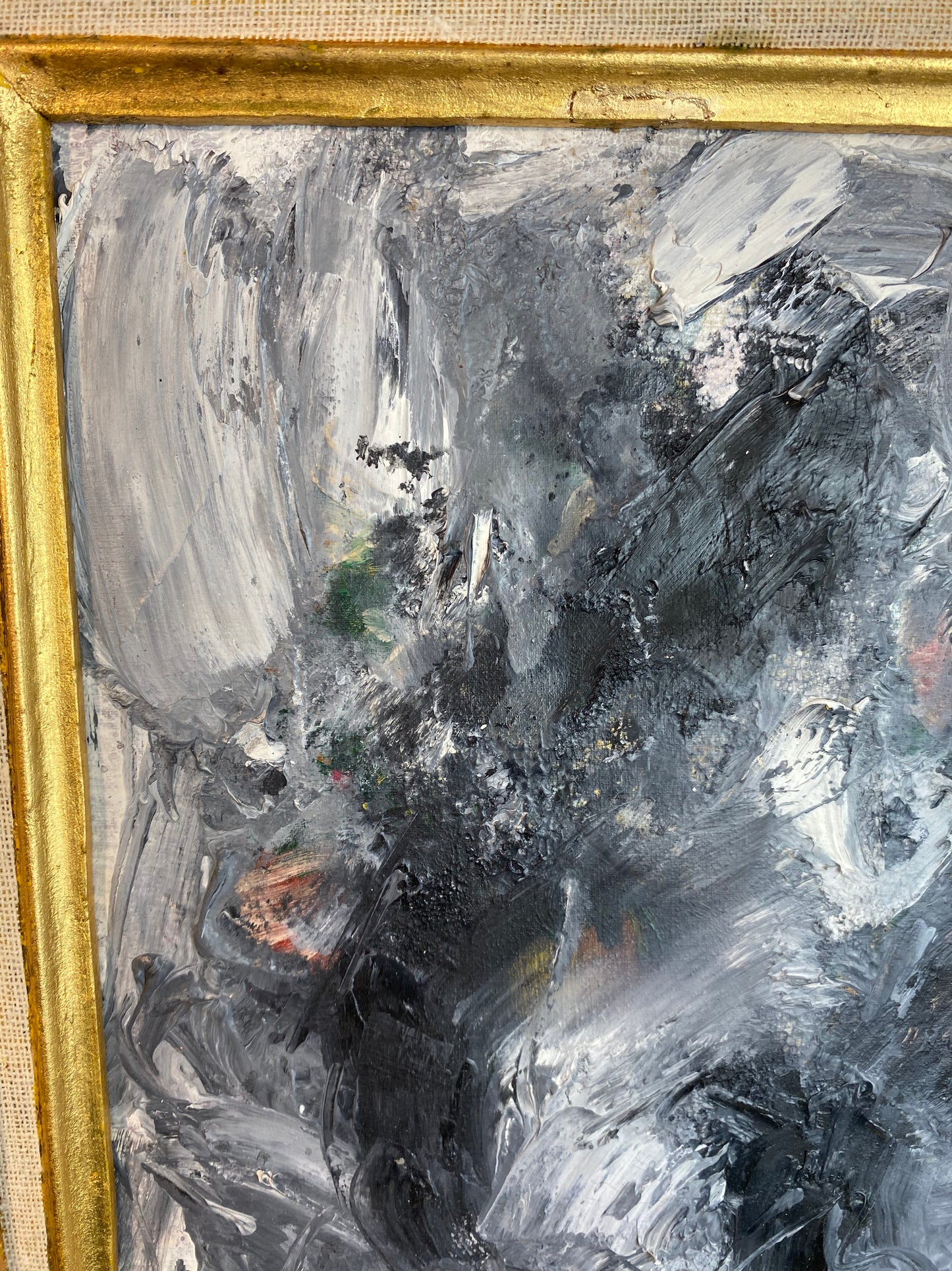 Original Abstract Expressionist Oil Painting in Ornate Vintage Gilded Frame