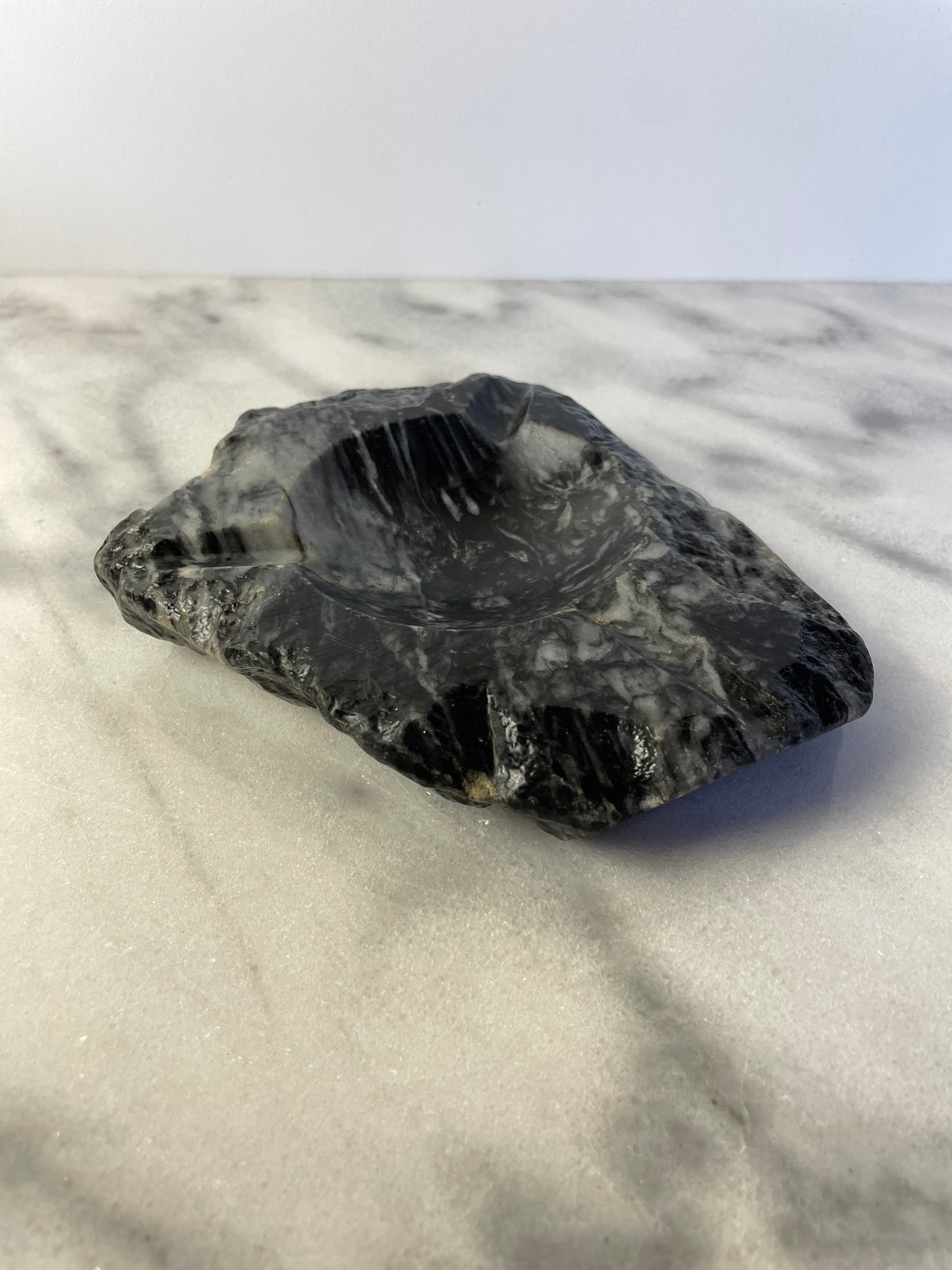 Mid 20th Century Organic Live Edge Polished Marble Ashtray