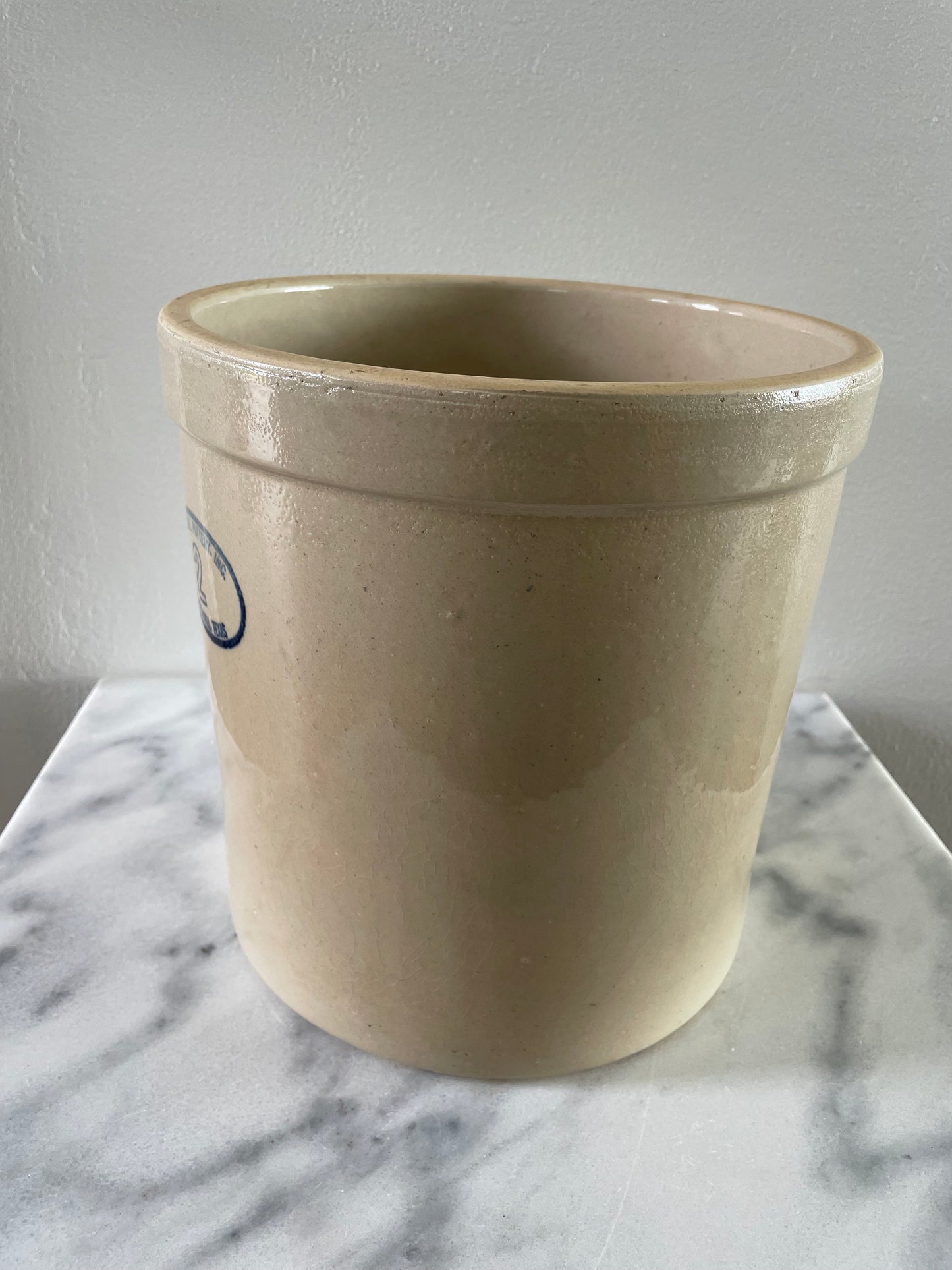 Vintage Marshall Pottery Two Gallon Fermenting Crock Farmhouse Country Storage Vessel