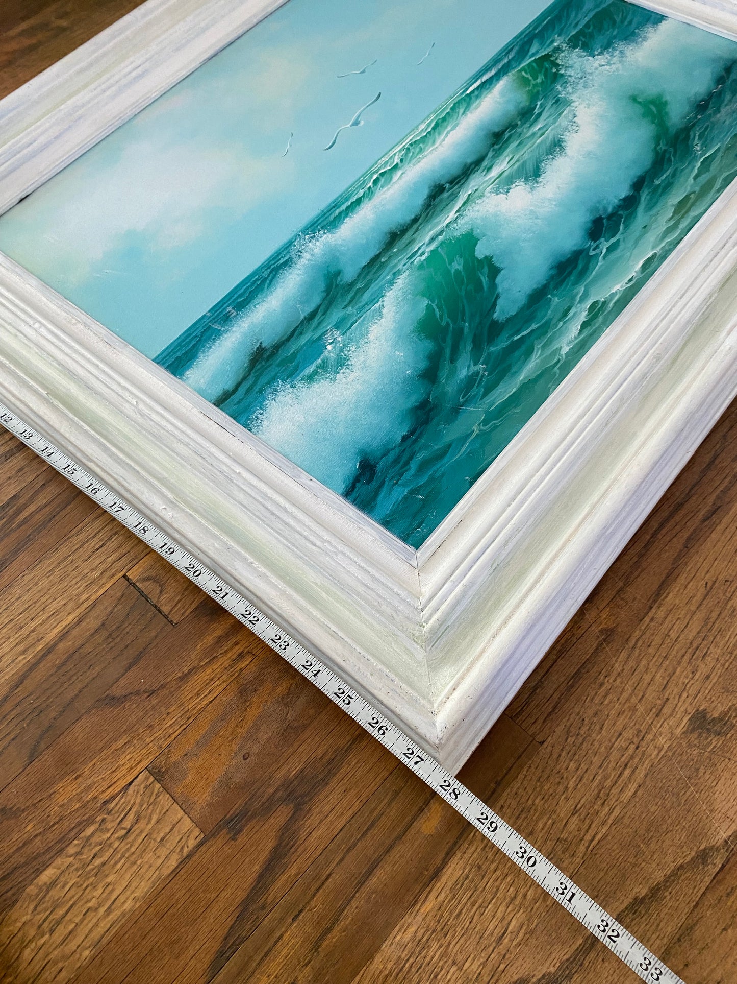 Vintage Signed Y. Keller Seascape Oil Painting, Framed Crashing Waves