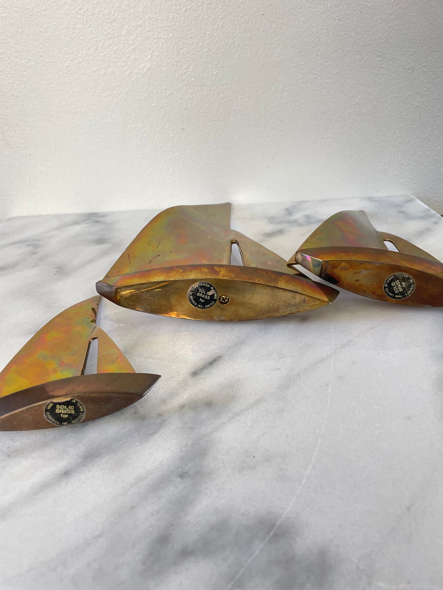 Vintage Collection of Brass Sailboat Figurines- Set of 3