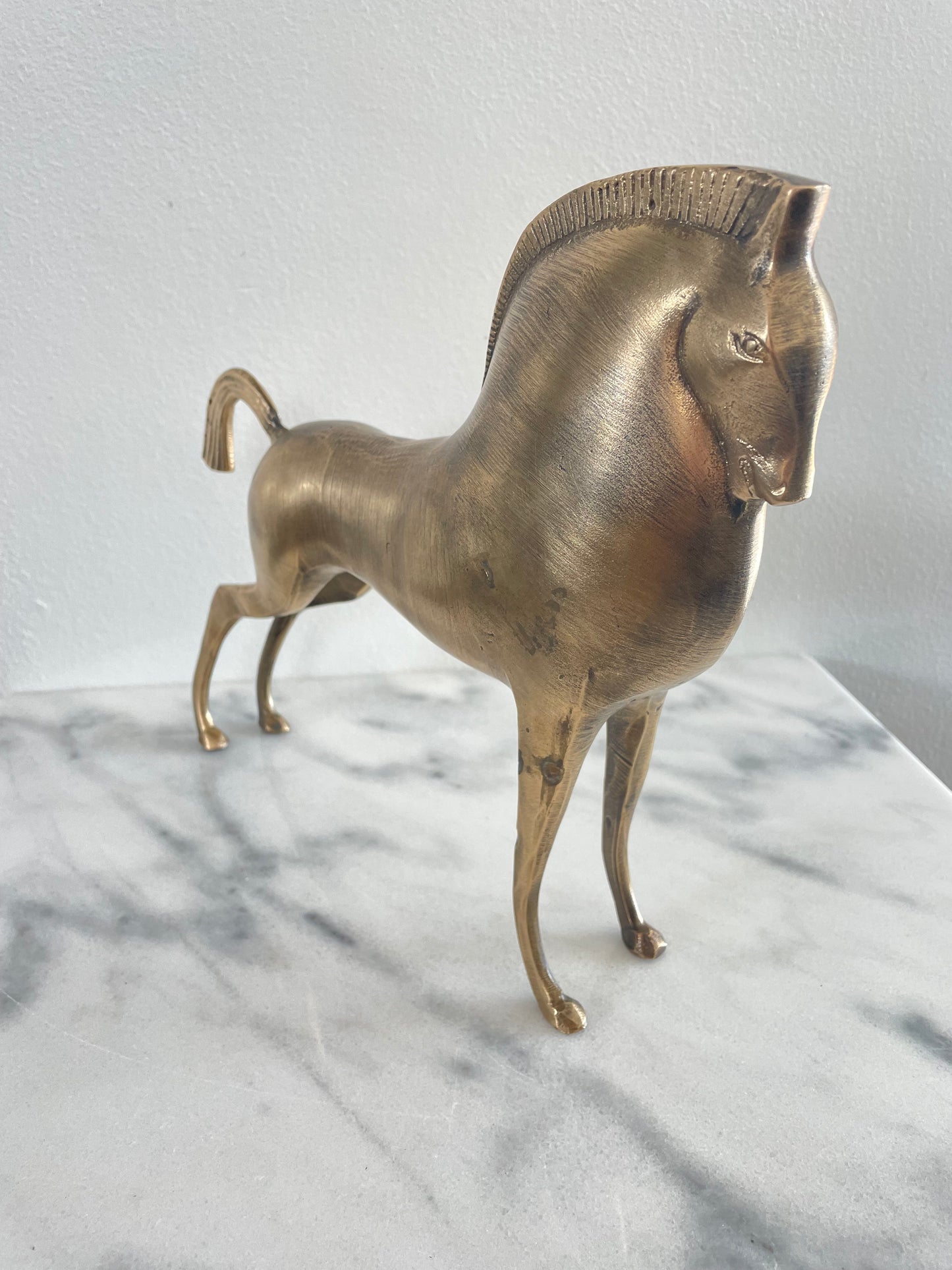 Mid 20th Century Metal Etruscan Horse Sculpture After Boris Lovet Lorski