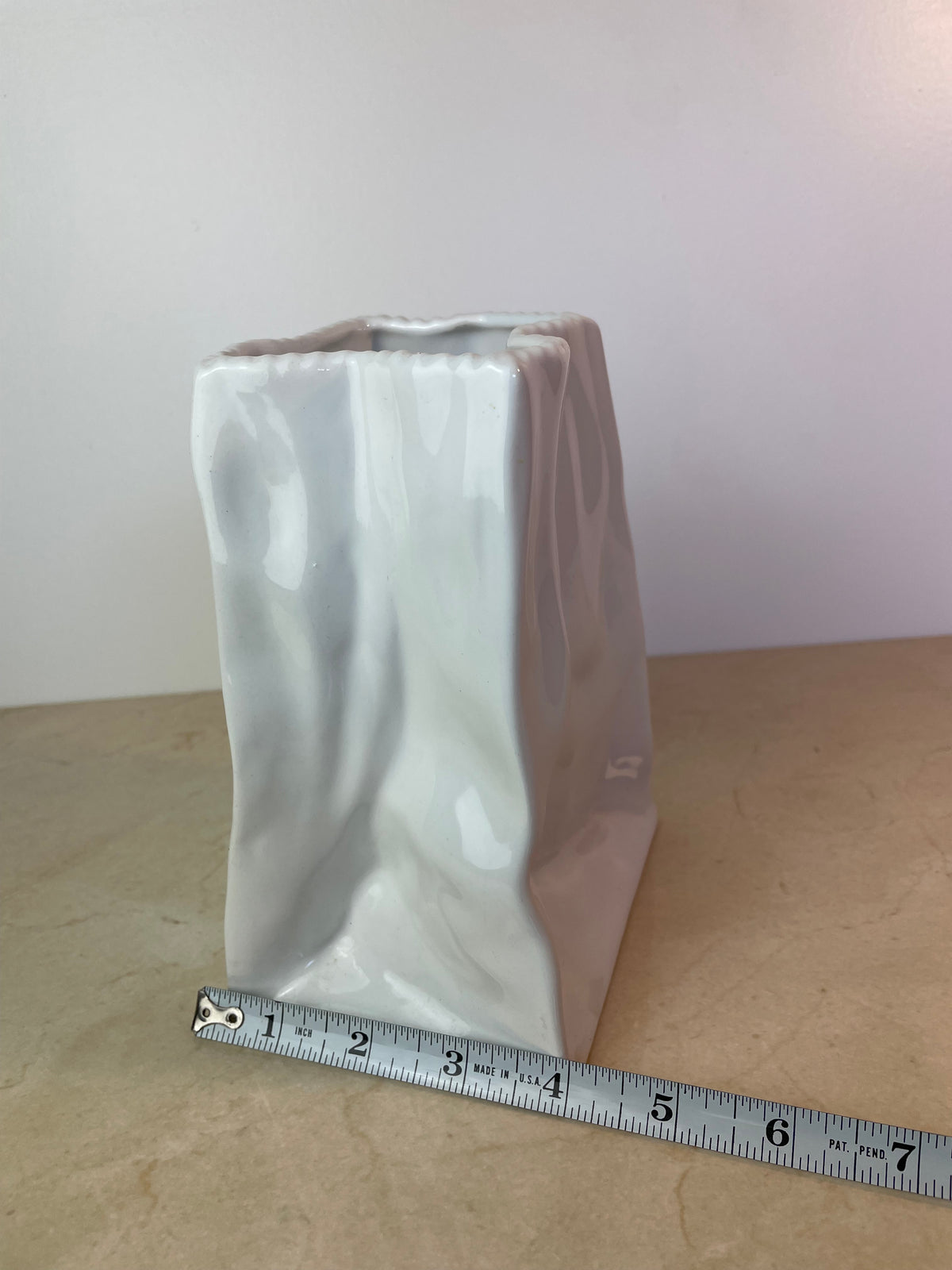 Vintage Mancer Italian Pop Art Ceramic Paper Bag Vase, Mc388