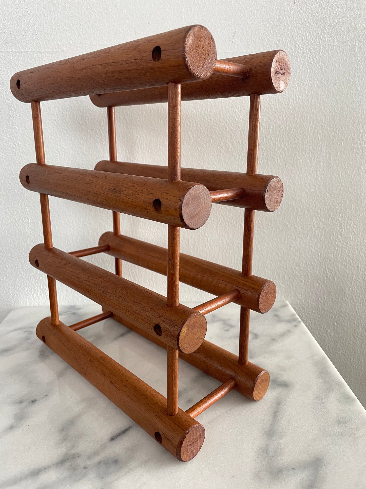 Mid 20th Century Nissen Langaa Danish Teak Modular Wine Rack 4-6 Bottles, Denmark