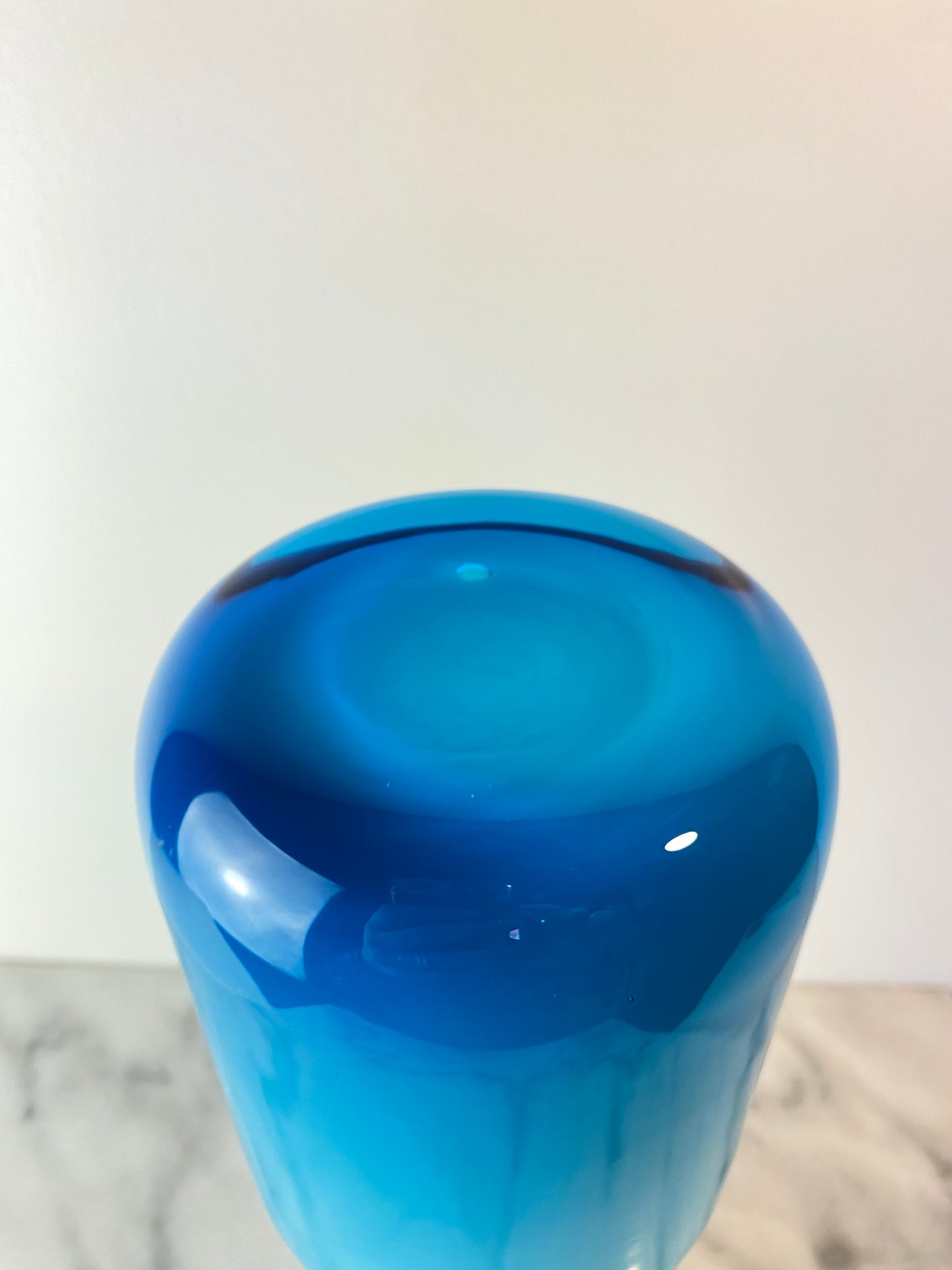 Otto Brauer for Holmegaard “Gulvvase” Blue Cased Glass Vase — Danish Modern, 1960s
