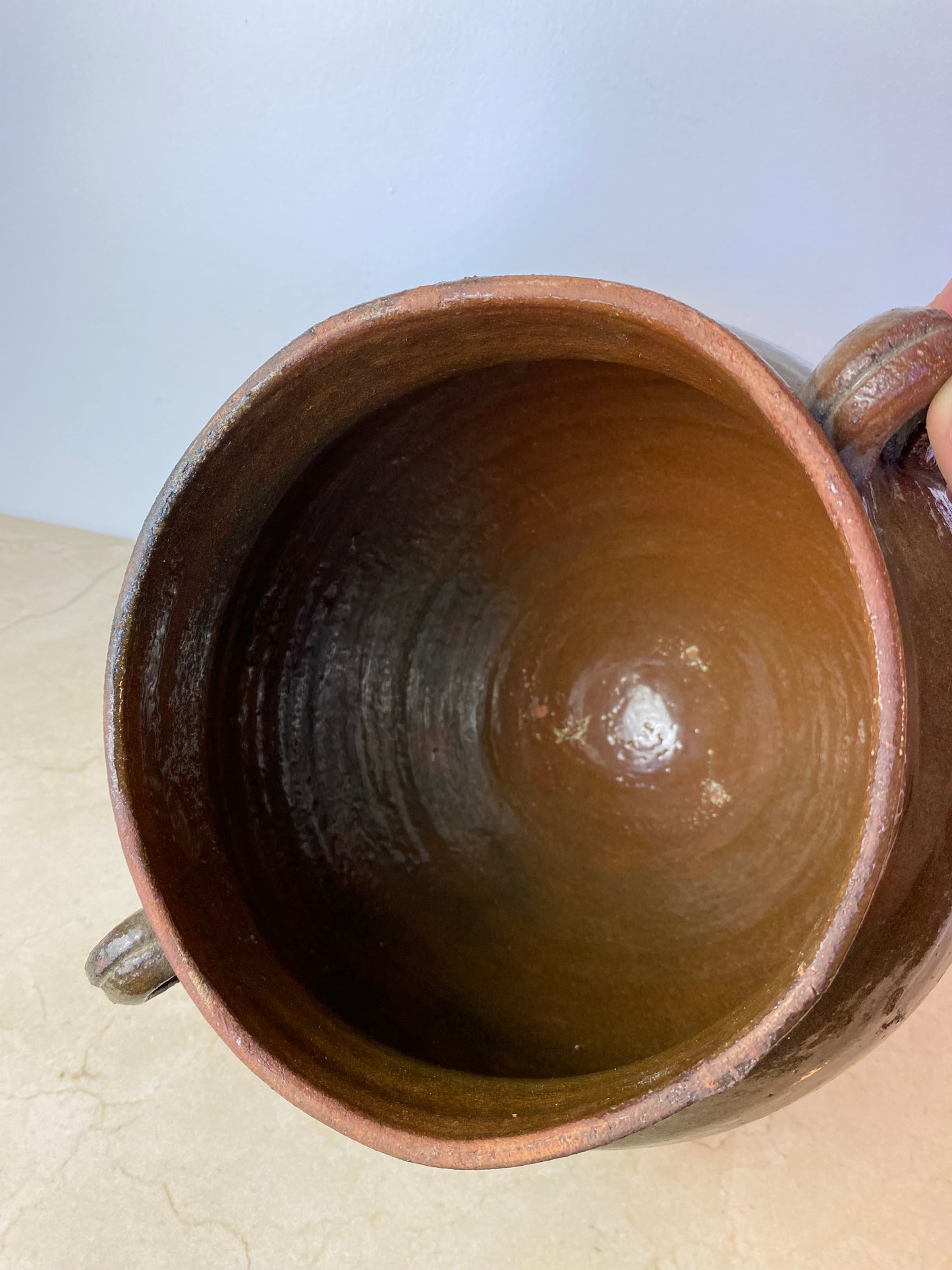 Antique French Glazed Terracotta Confit Pot, Southwest France