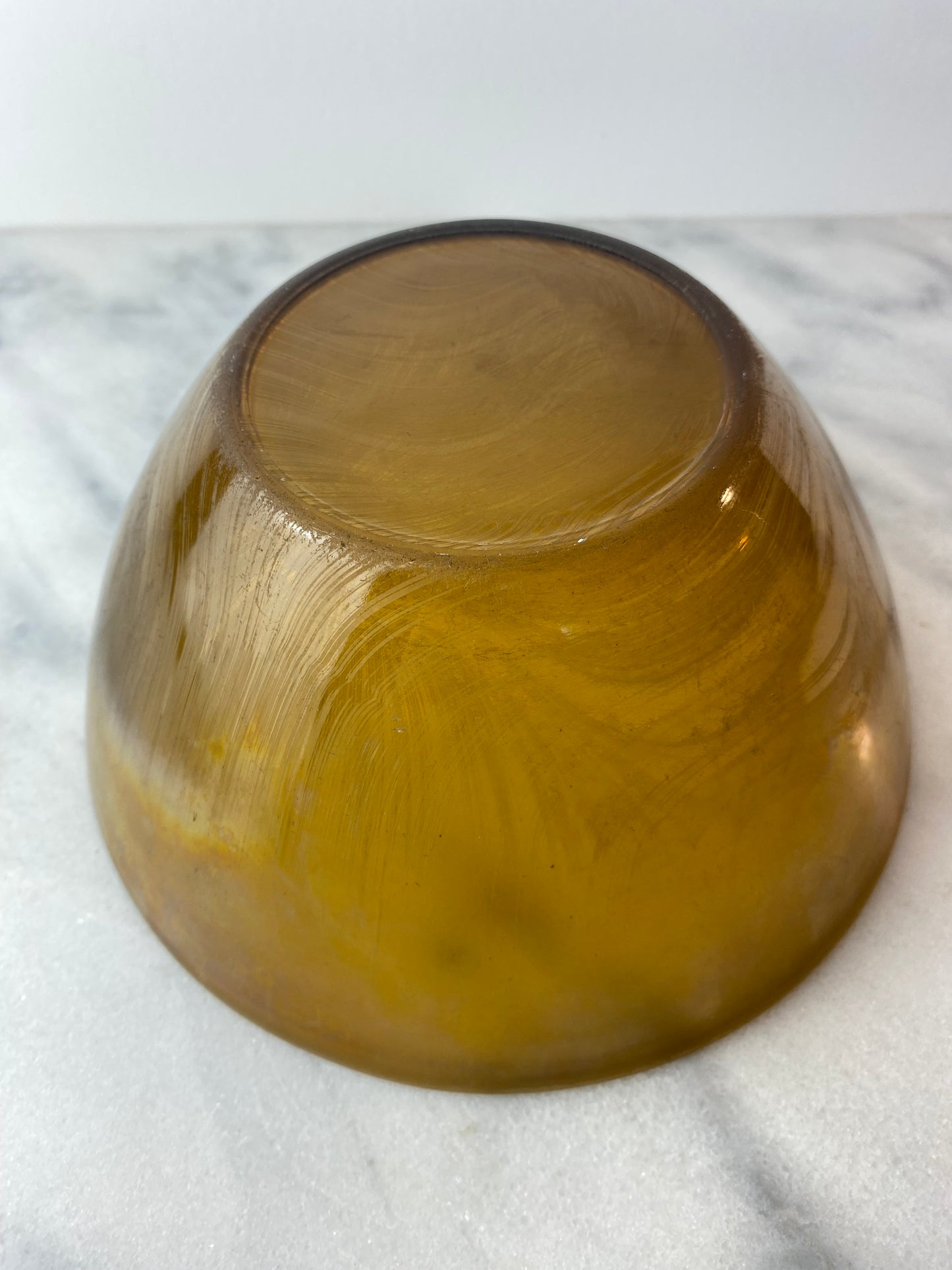 Vintage Arcopal France “Volcan” Frosted Amber Opaline Art Glass Bowl