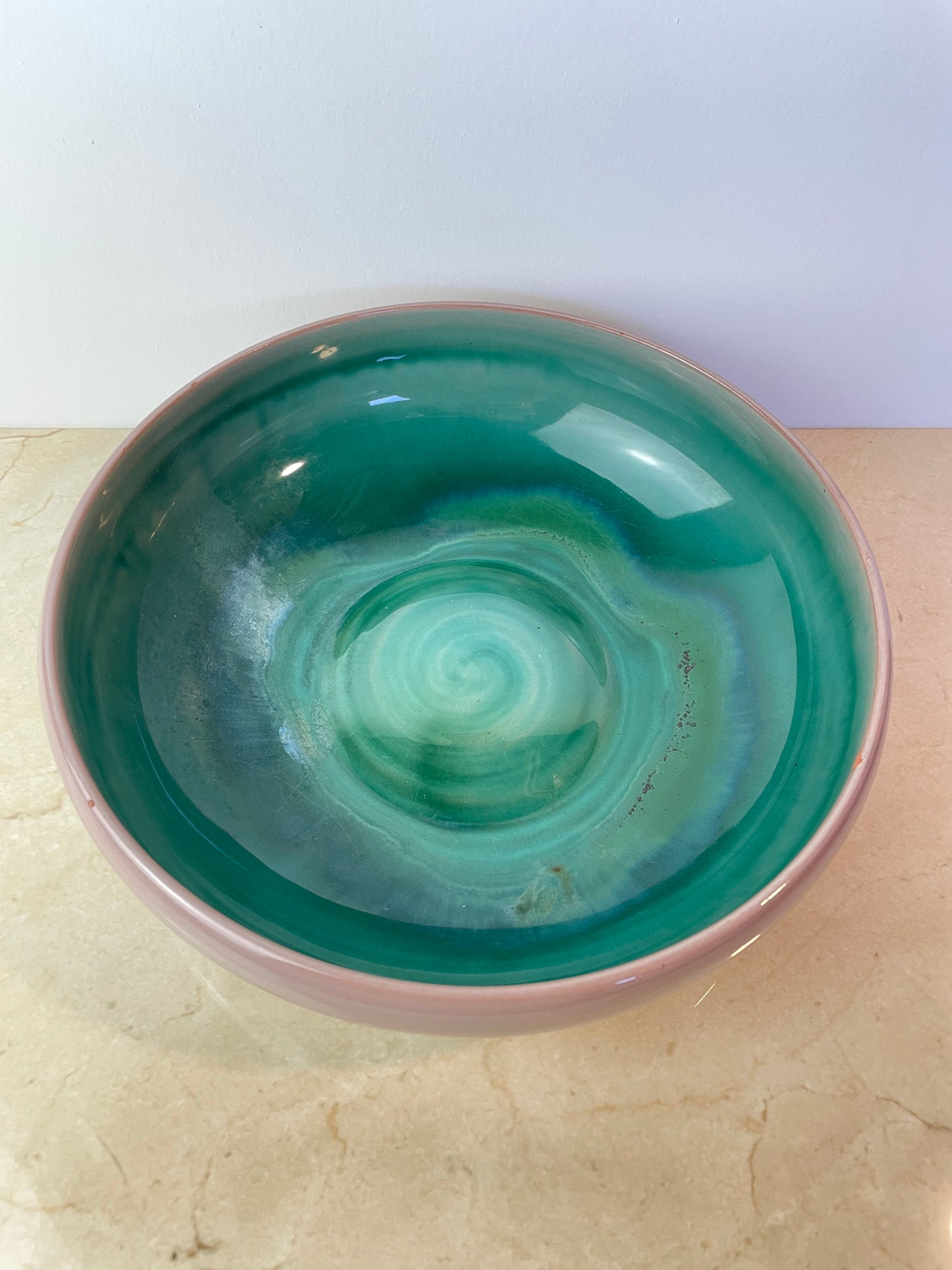 Vintage Stangl Pottery Terra Rose Bowl, Mauve & Turquoise Swirl, Trenton Nj