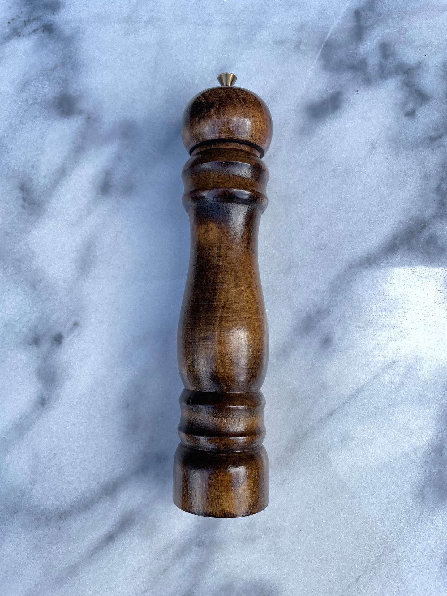 Rich Hardwood Pepper Mill With Brass Detail