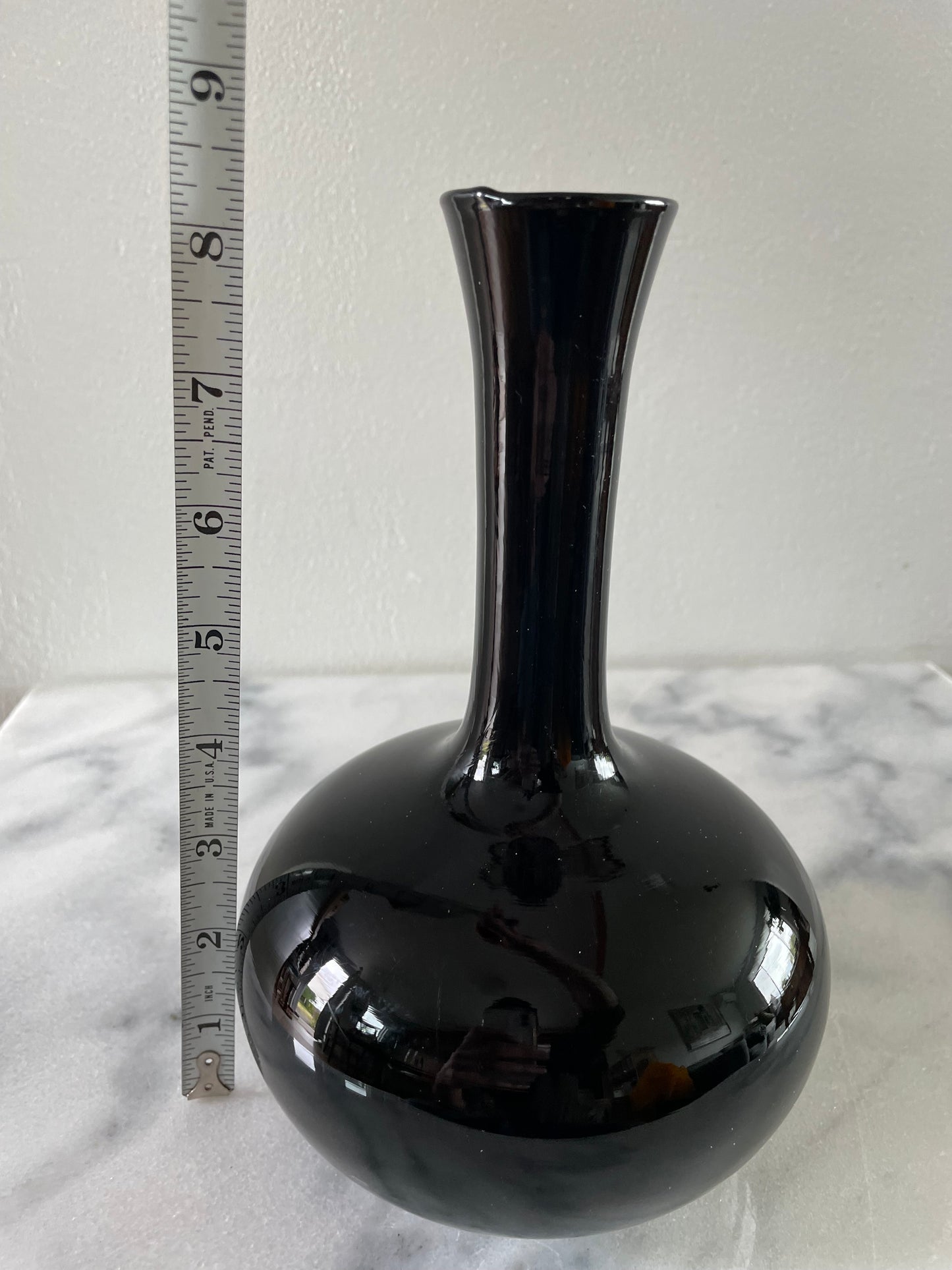 Vintage 1970s Black Glass Vase by Tiara Glass