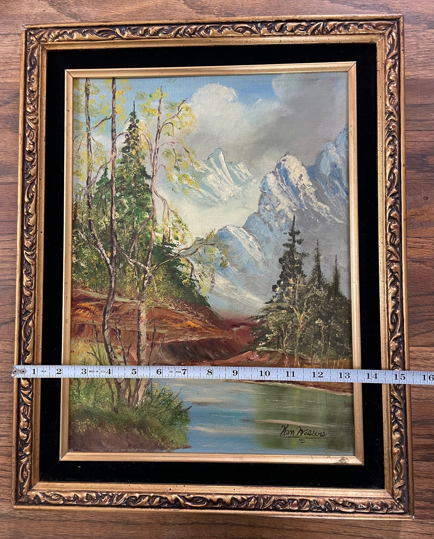 Mid 20th Century Signed Framed Vintage Mountain Landscape Oil on Board