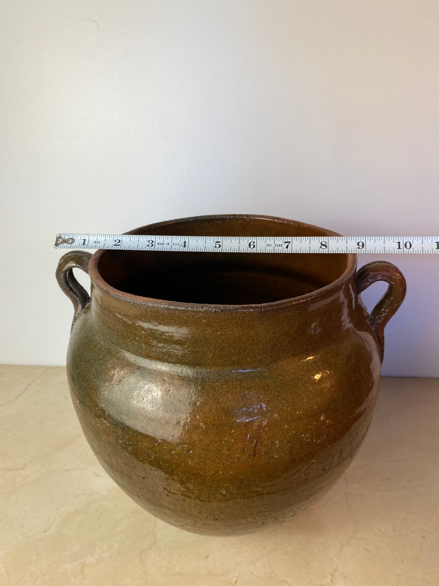Antique French Glazed Terracotta Confit Pot, Southwest France
