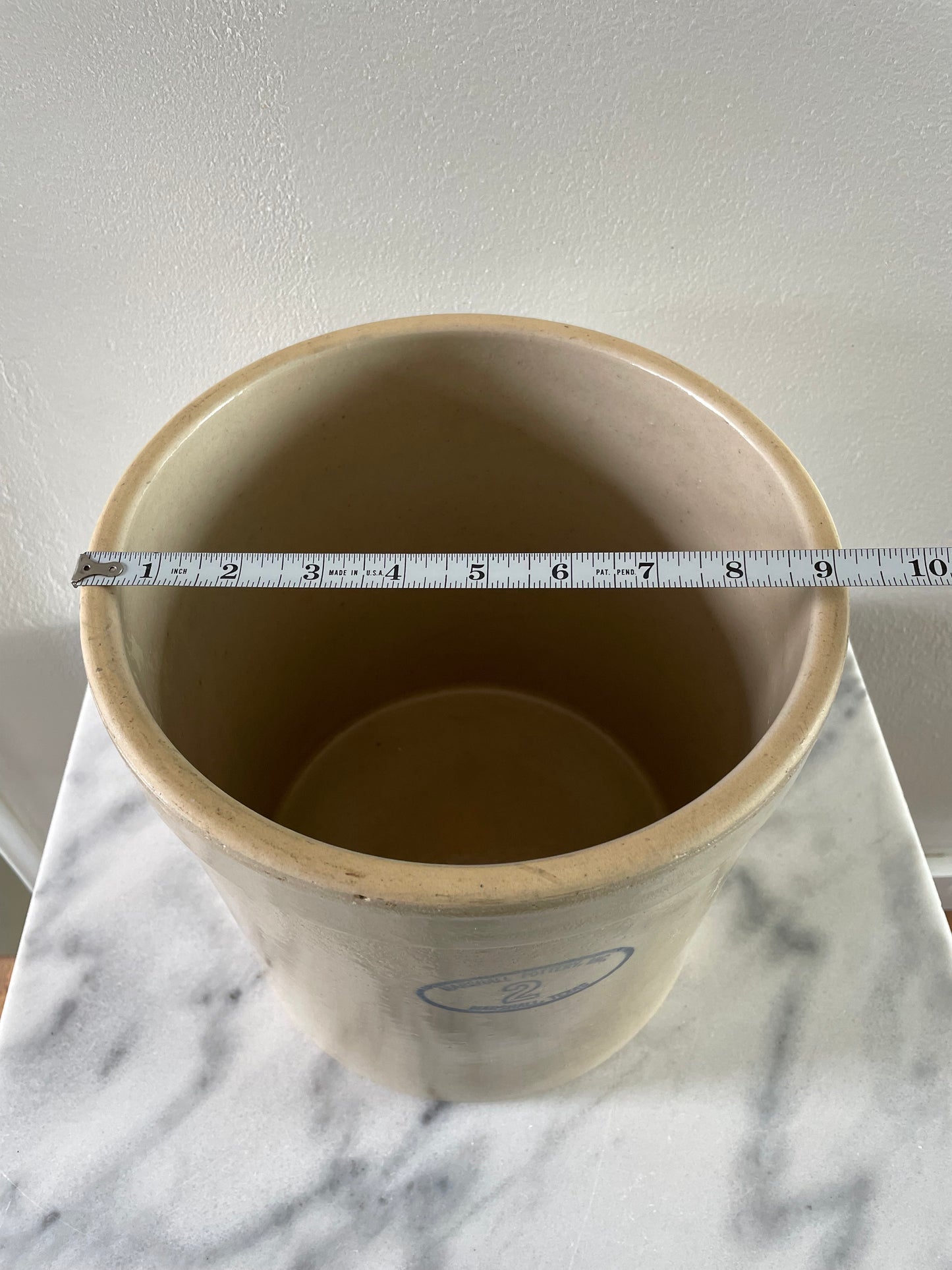 Vintage Marshall Pottery Two Gallon Fermenting Crock Farmhouse Country Storage Vessel