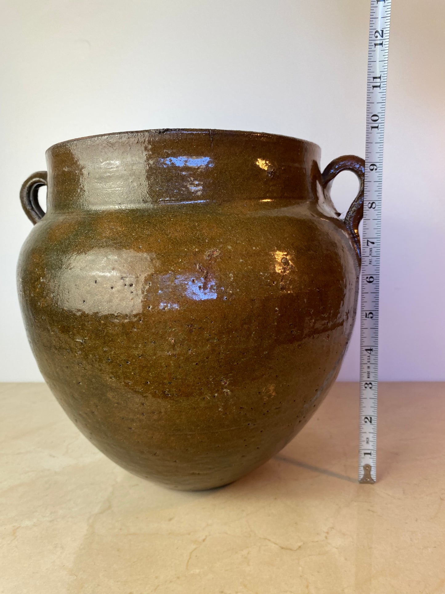Antique French Glazed Terracotta Confit Pot, Southwest France