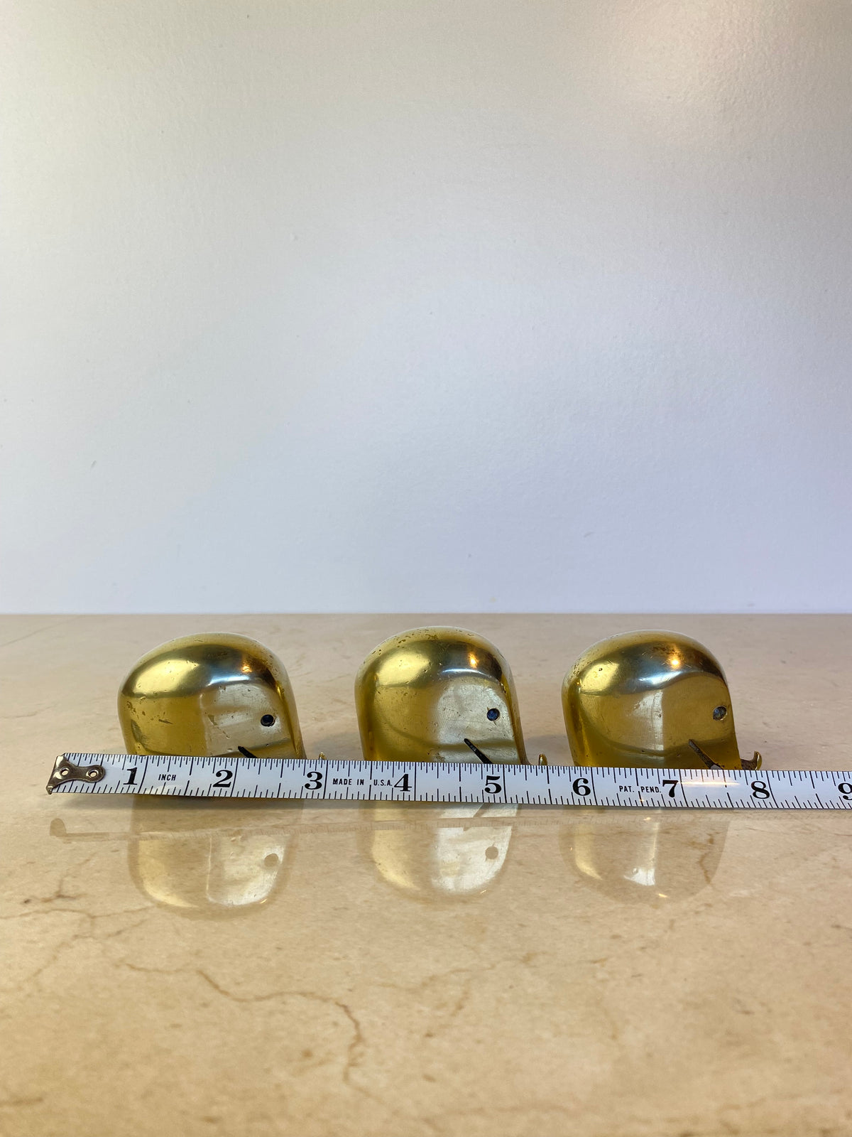 Set of 3 Vintage Solid Brass 'Drumbo' Elephant Paperweights, Dresdner Bank, Attributed to Luigi Colani