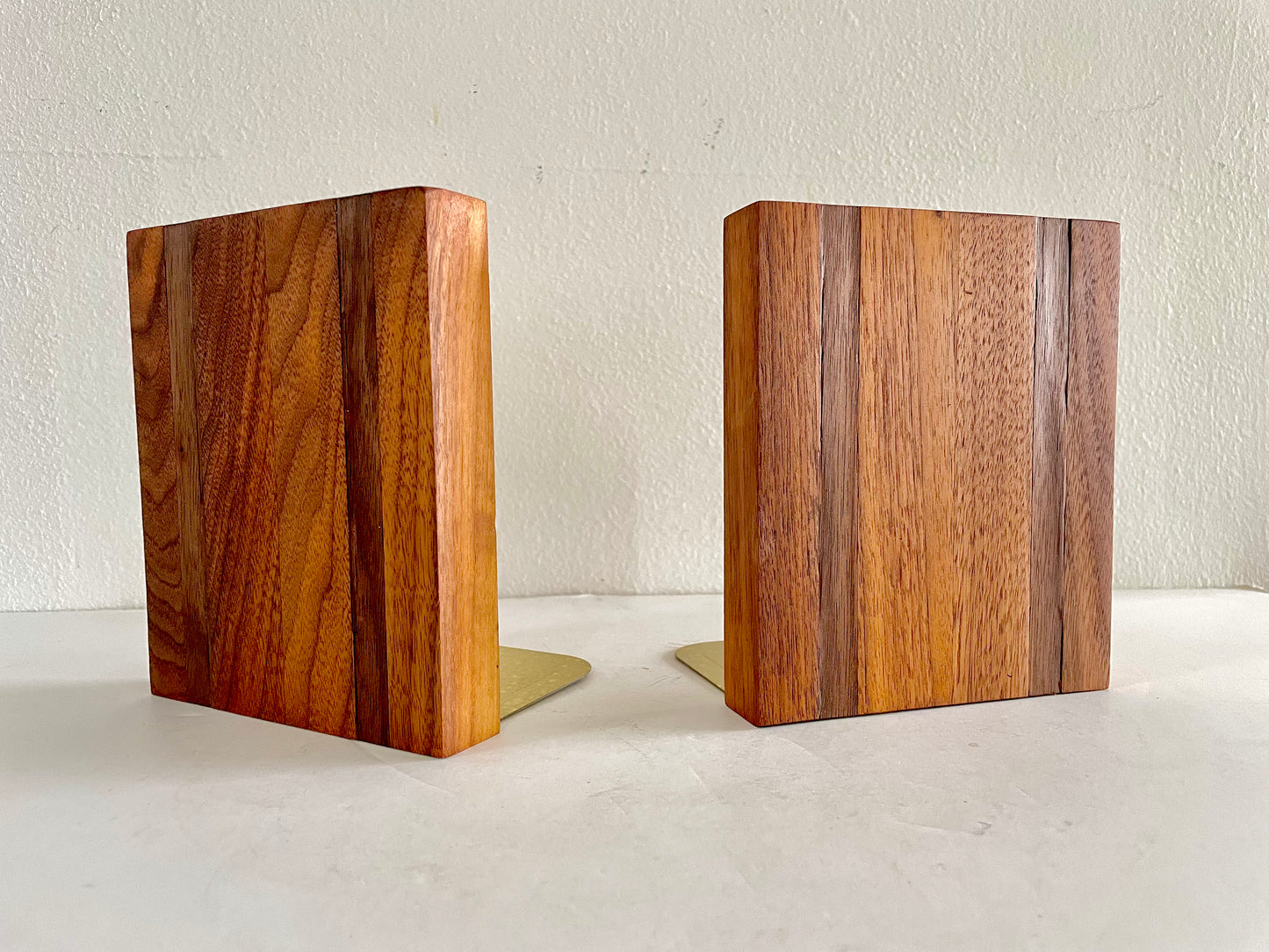 Vintage Mid Century Walnut Bookends by Park Sherman - a Pair