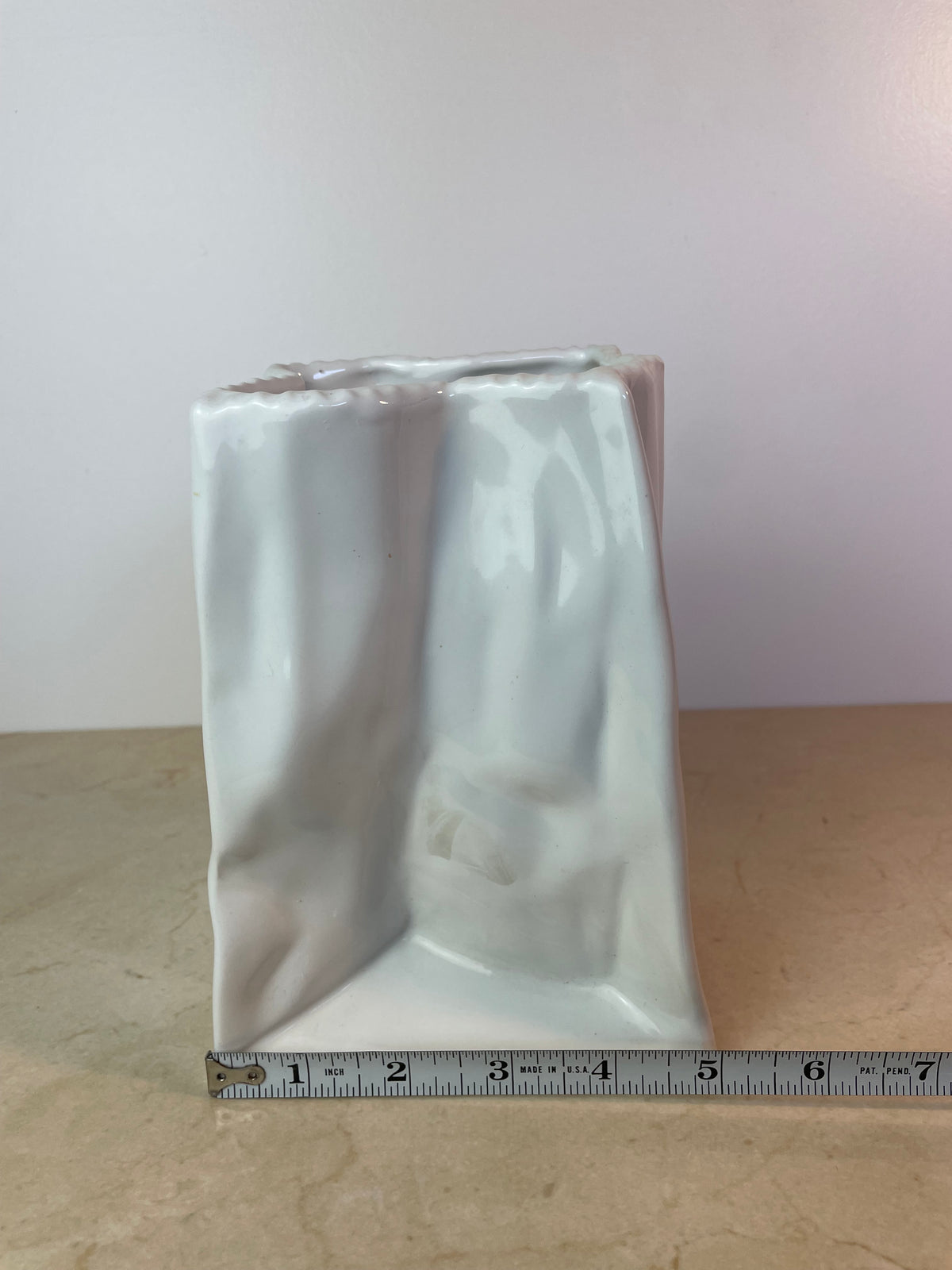 Vintage Mancer Italian Pop Art Ceramic Paper Bag Vase, Mc388
