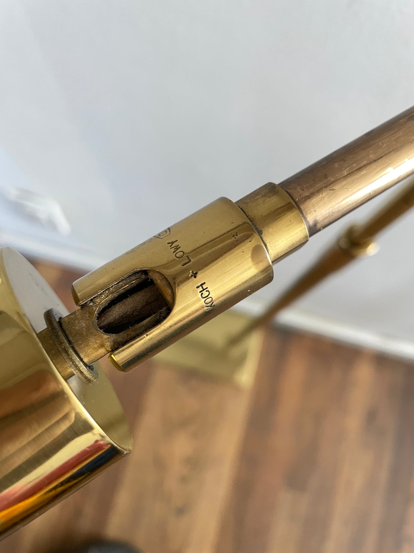 Mid 20th Century Koch & Lowy Brass Pharmacy Floor Reading Lamp With Dimmer