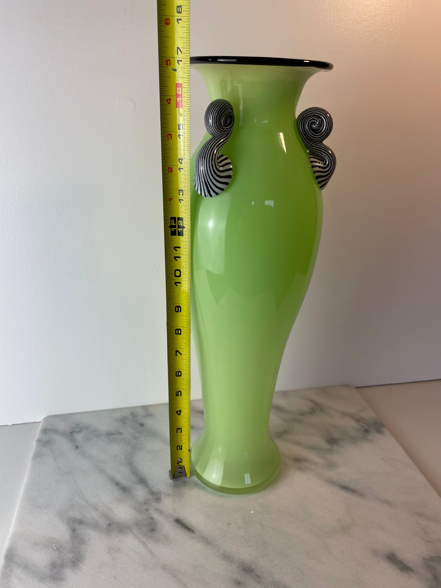 Dehanna Jones Contemporary Art Glass Vase — Signed Pale Lime Green Studio Glass
