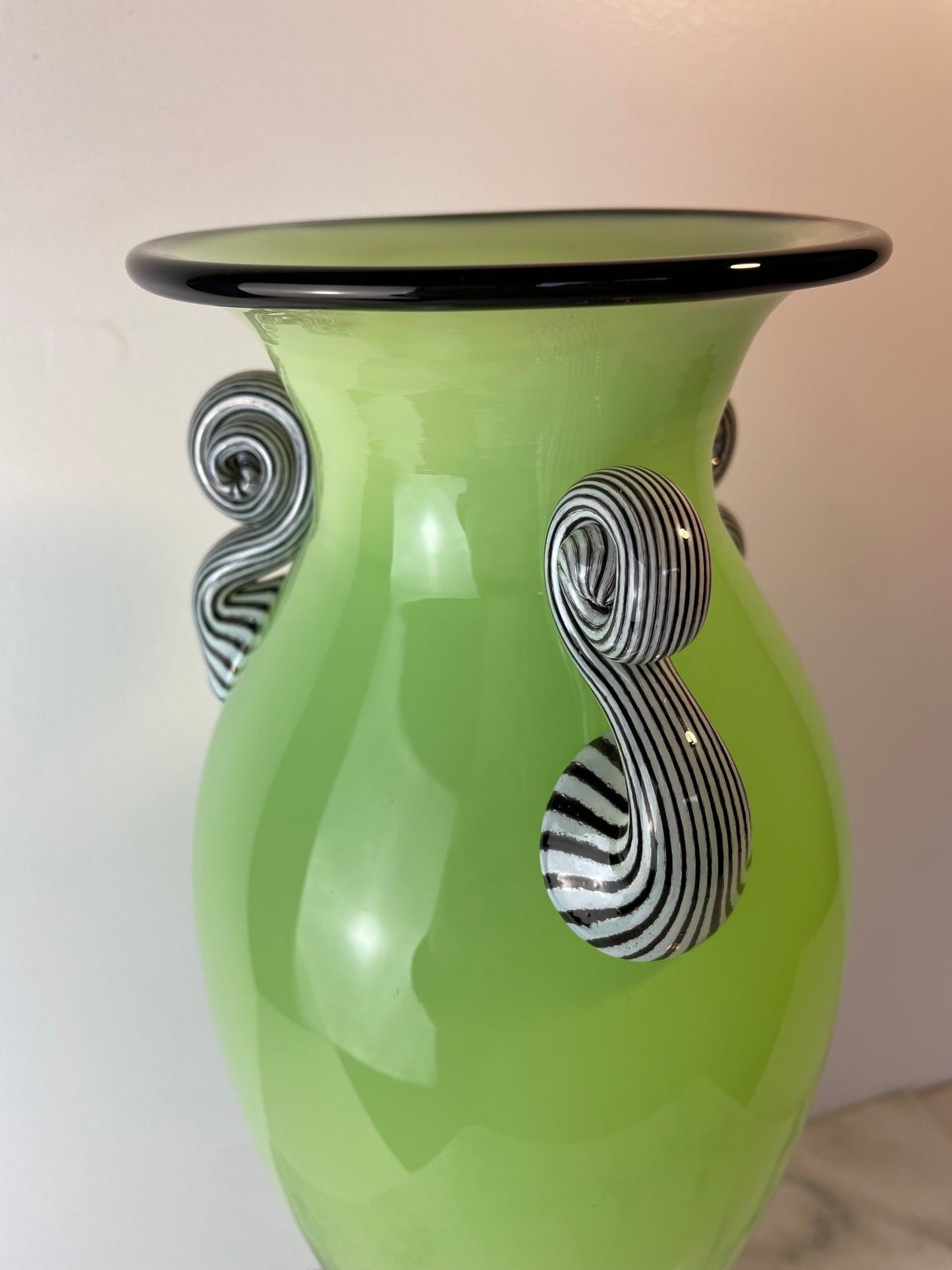 Dehanna Jones Contemporary Art Glass Vase — Signed Pale Lime Green Studio Glass