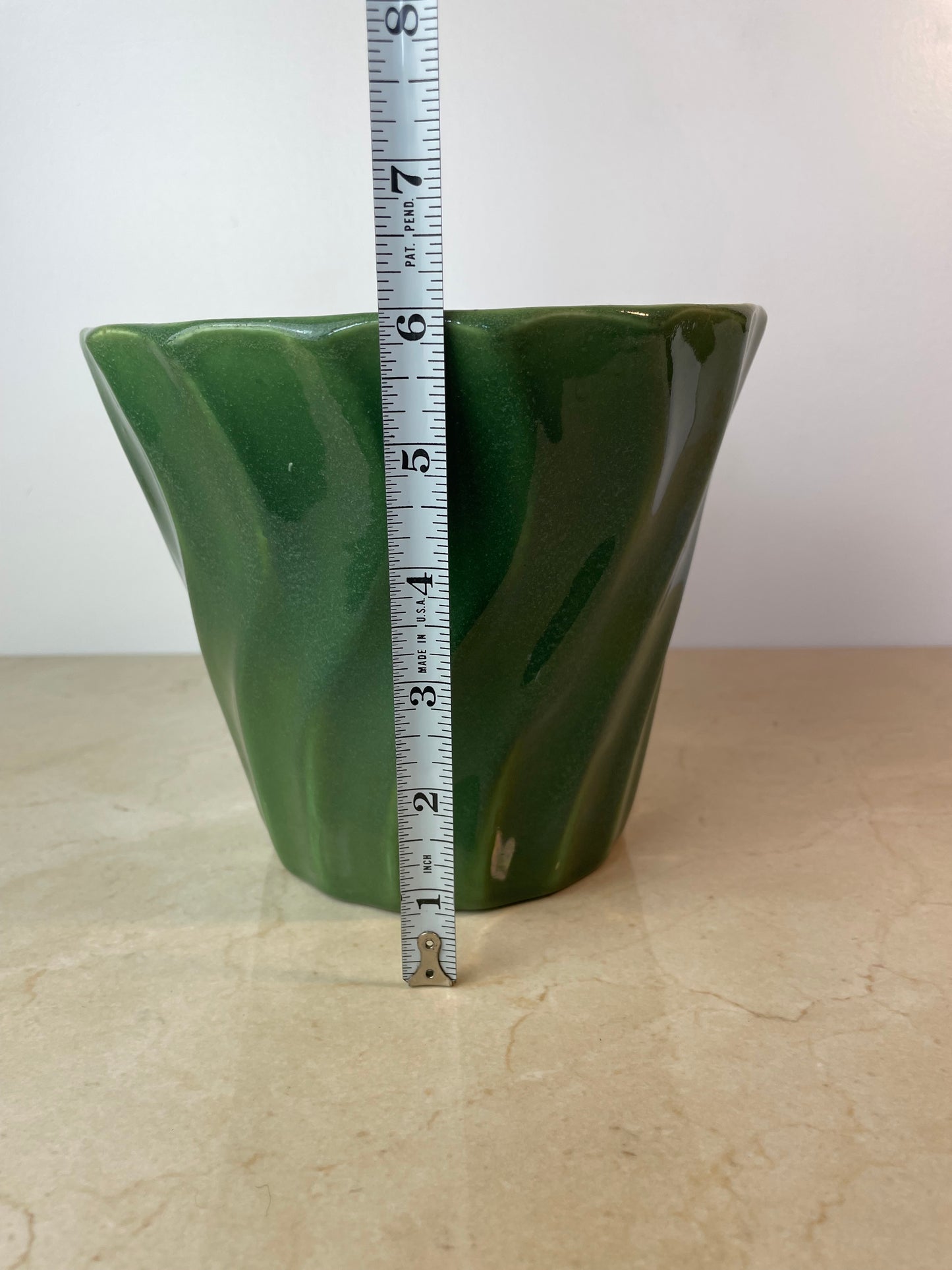 Vintage Bauer Pottery Swirl #6 Green Planter, Los Angeles