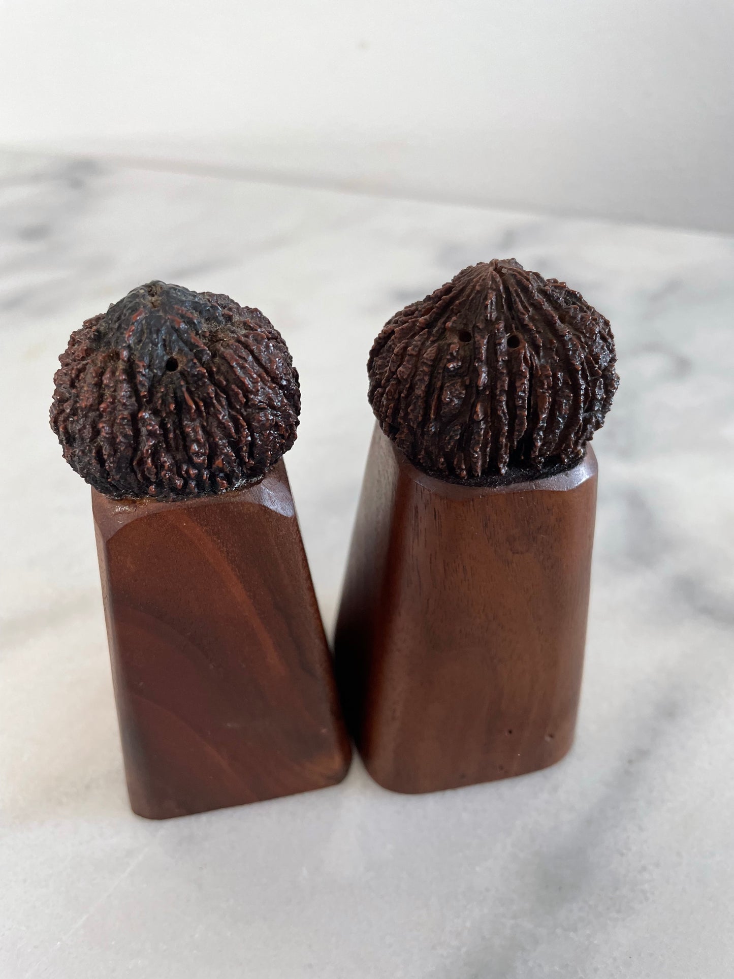 Vintage Black Walnut Salt & Pepper Shakers- a Pair