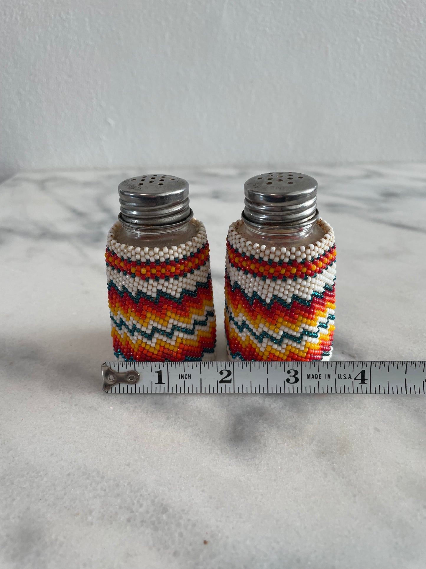 Vintage Native Beaded Southwest Salt & Pepper Shakers