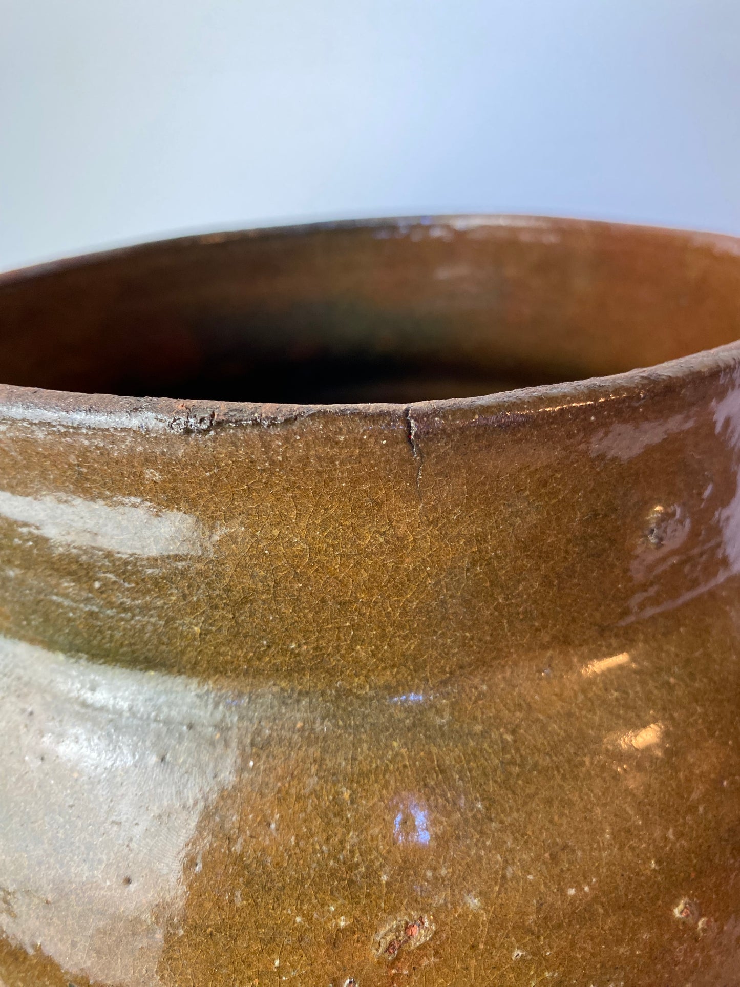 Antique French Glazed Terracotta Confit Pot, Southwest France