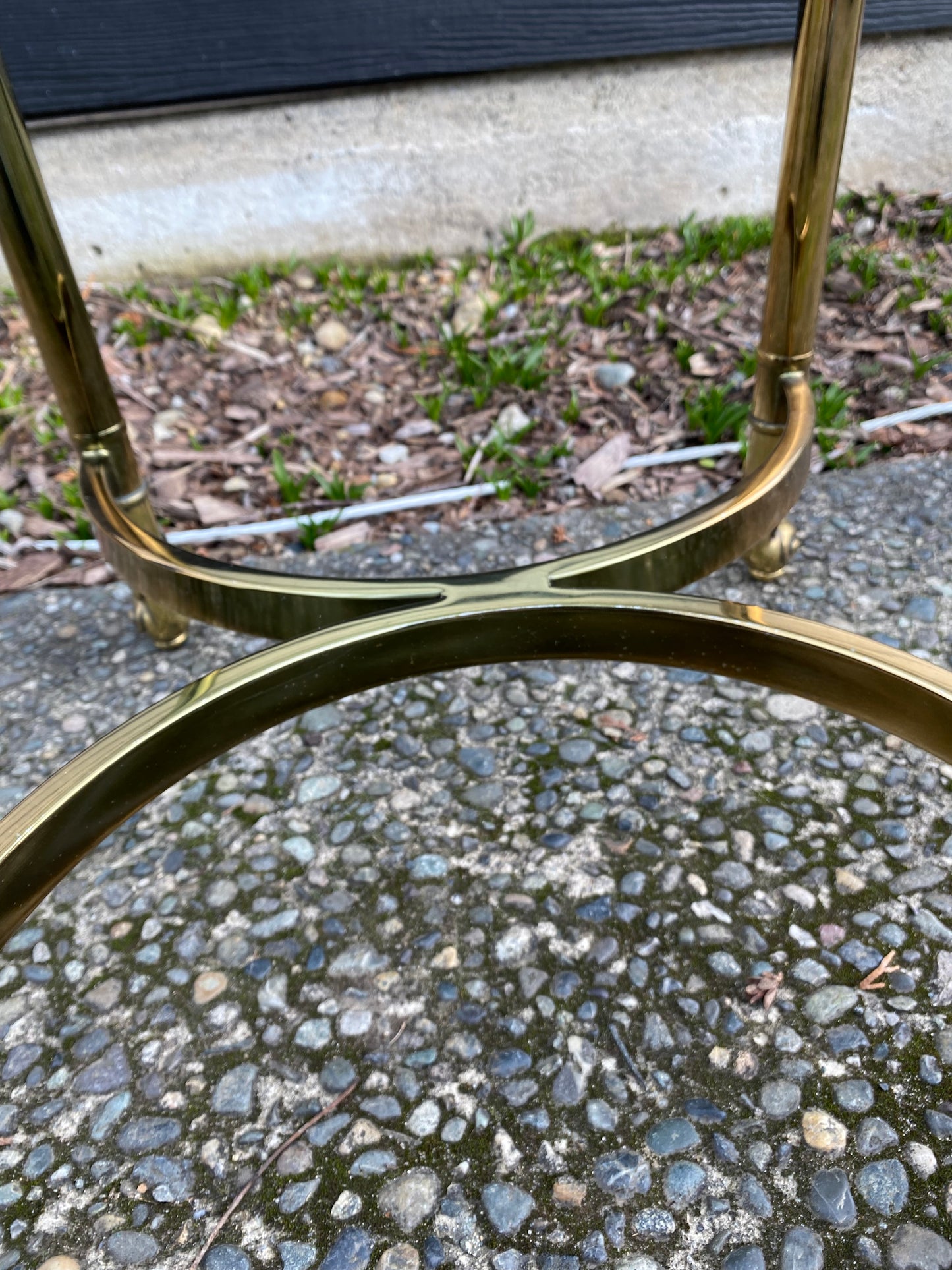 Mid 20th Century Hollywood Regency Brass and Glass Round Side Table - Neoclassical Style