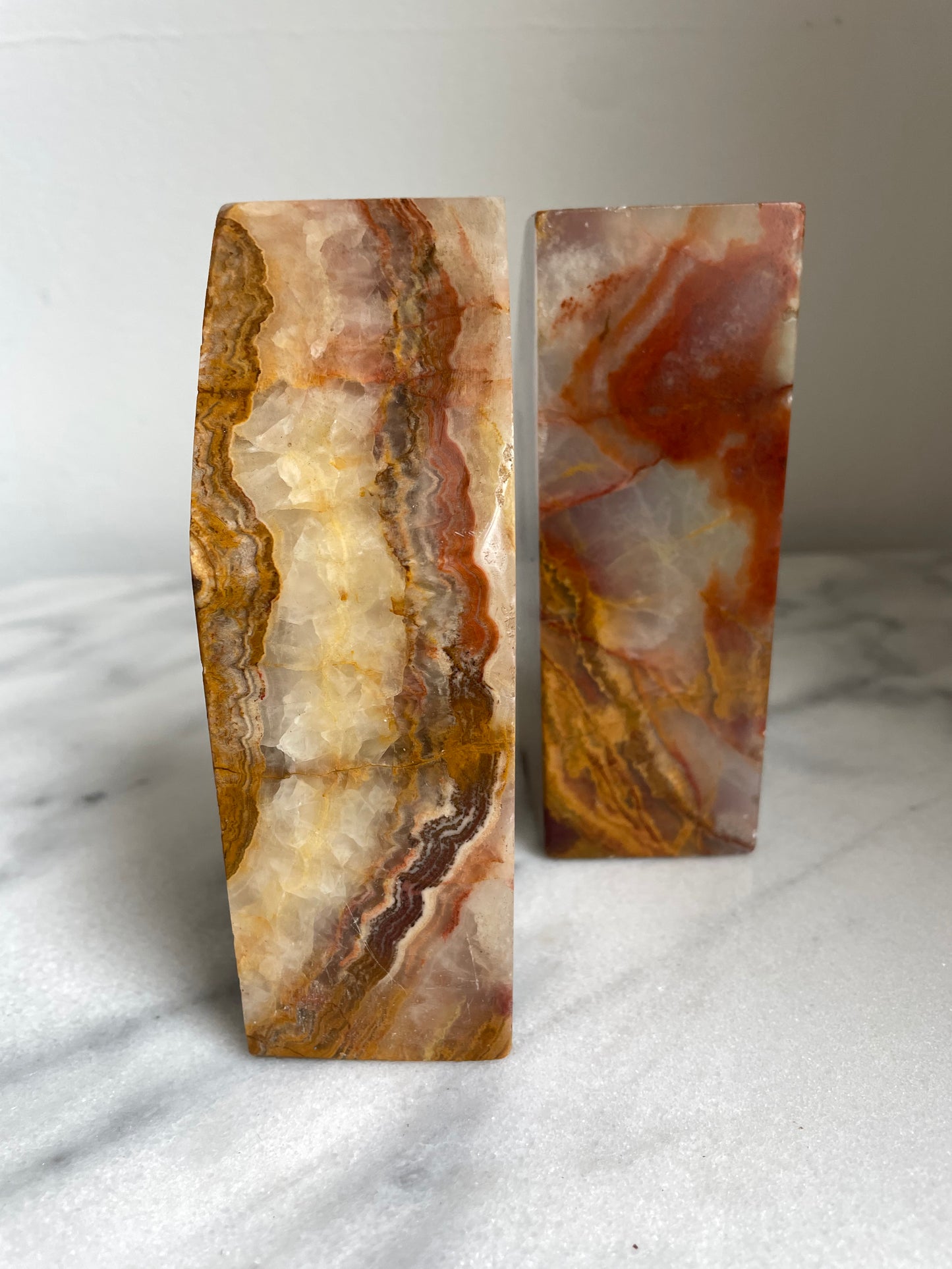 Vintage Solid Agate Slice Bookends- a Pair