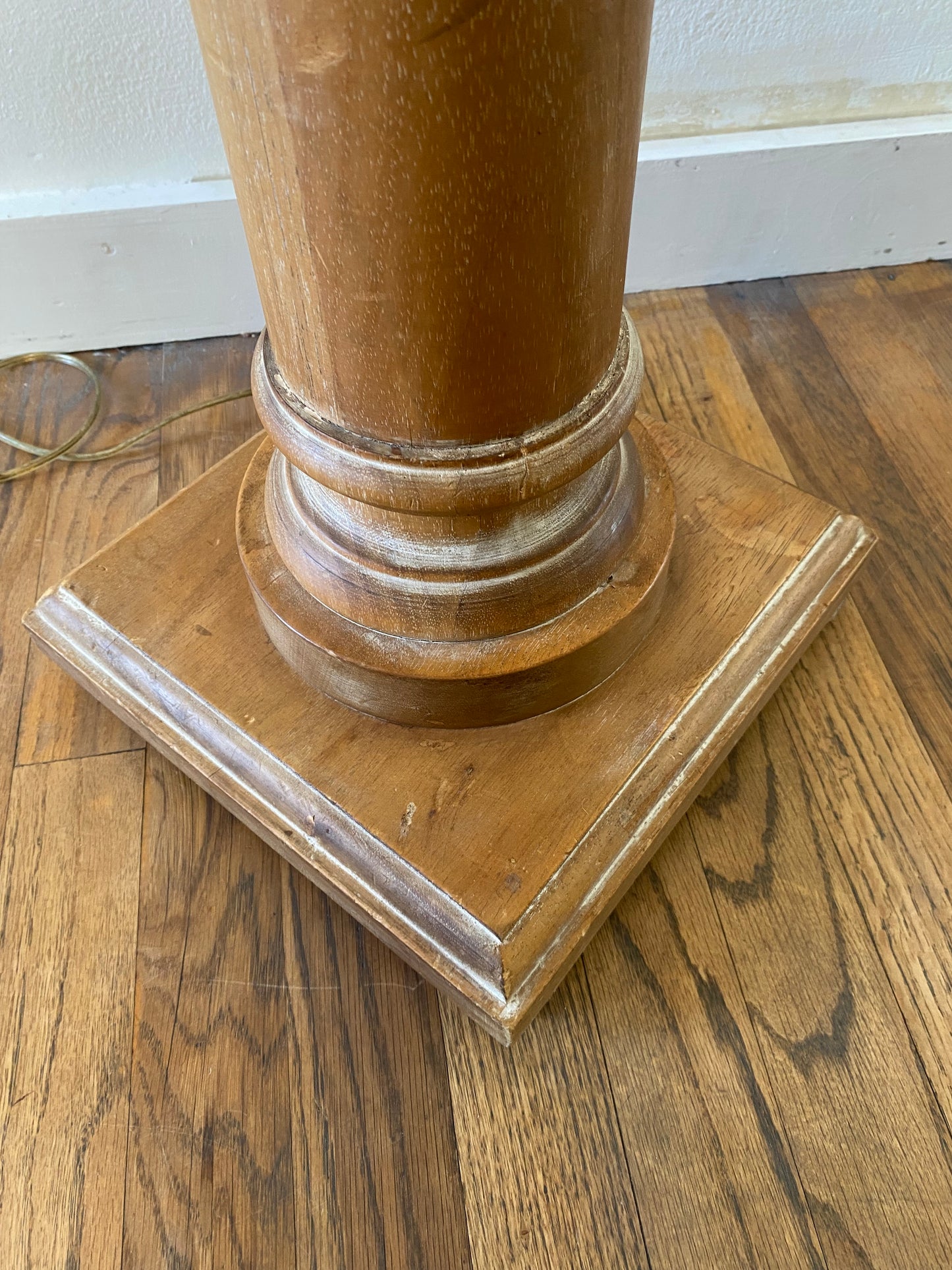 Vintage Italian Wood Architectural Column Floor Lamp With Brass Finial