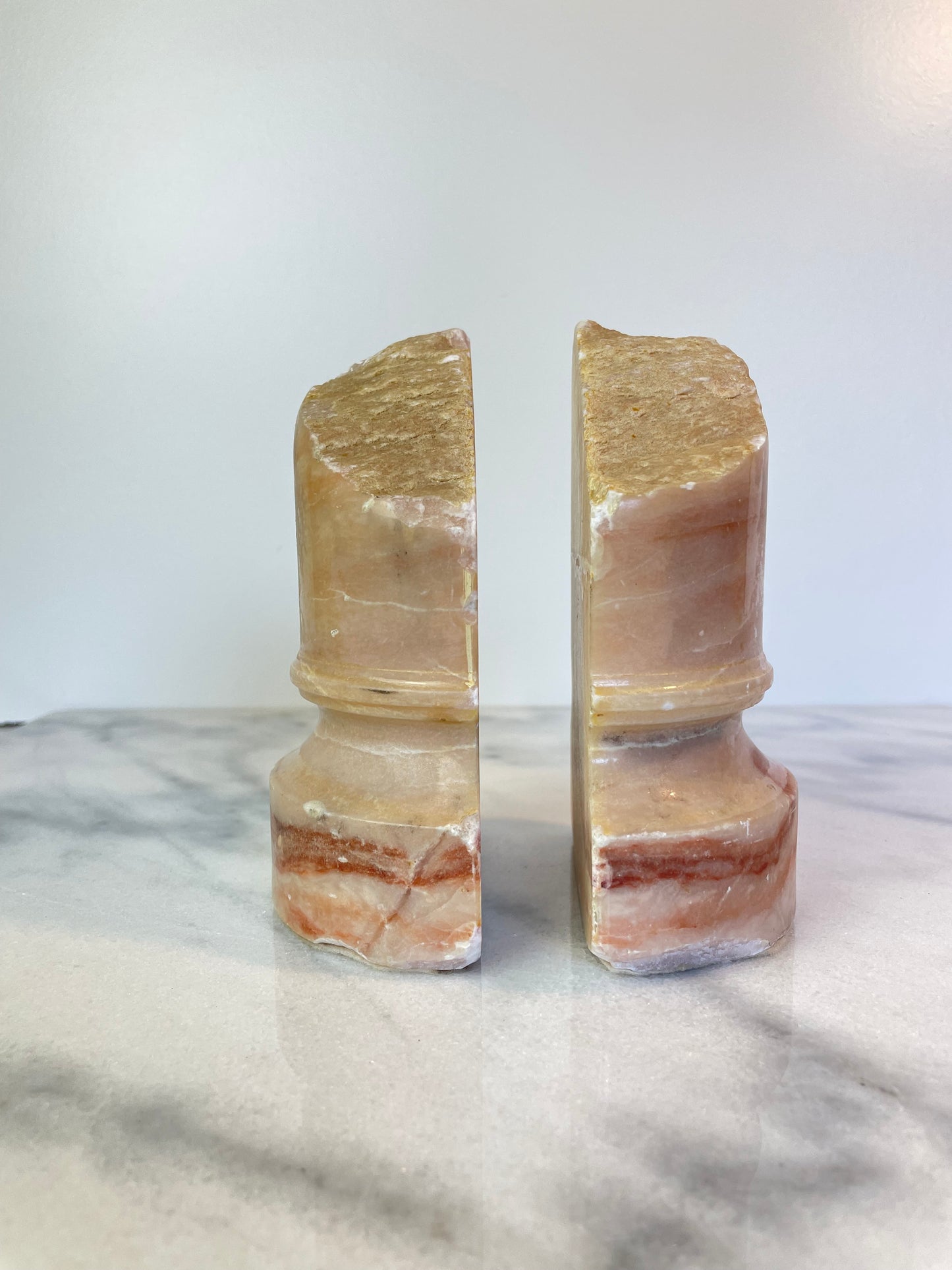Mid 20th Century Pair of Pink Marble Architectural Element Ruins Column Bookends