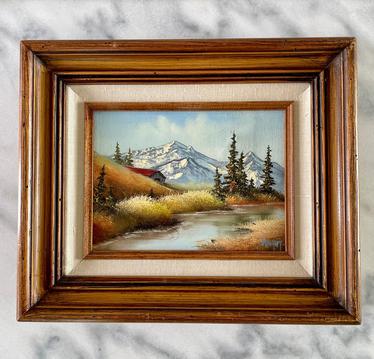 Late 20th Century Judy Sleight Signed Framed Oil on Canvas PNW Landscape