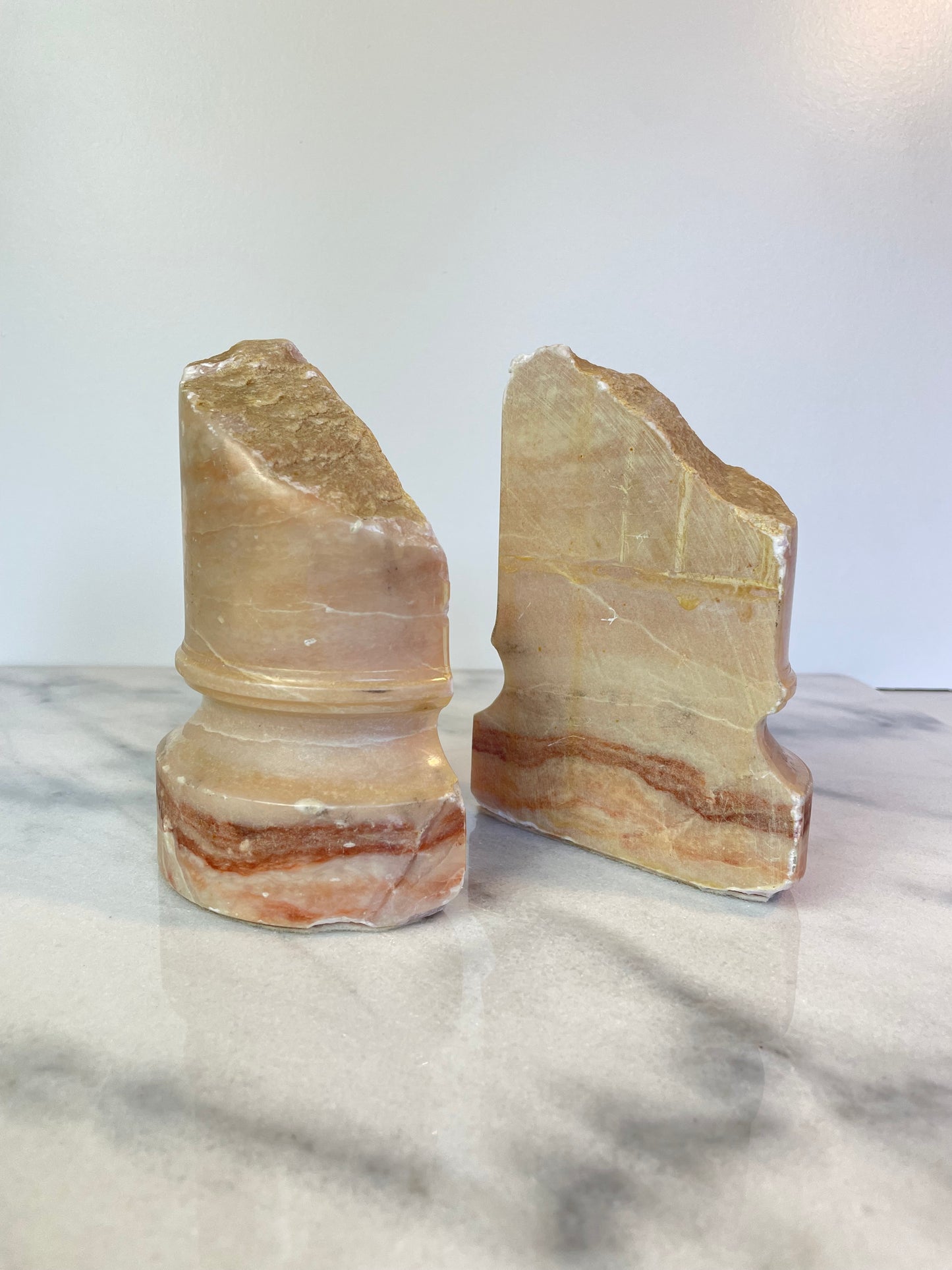 Mid 20th Century Pair of Pink Marble Architectural Element Ruins Column Bookends