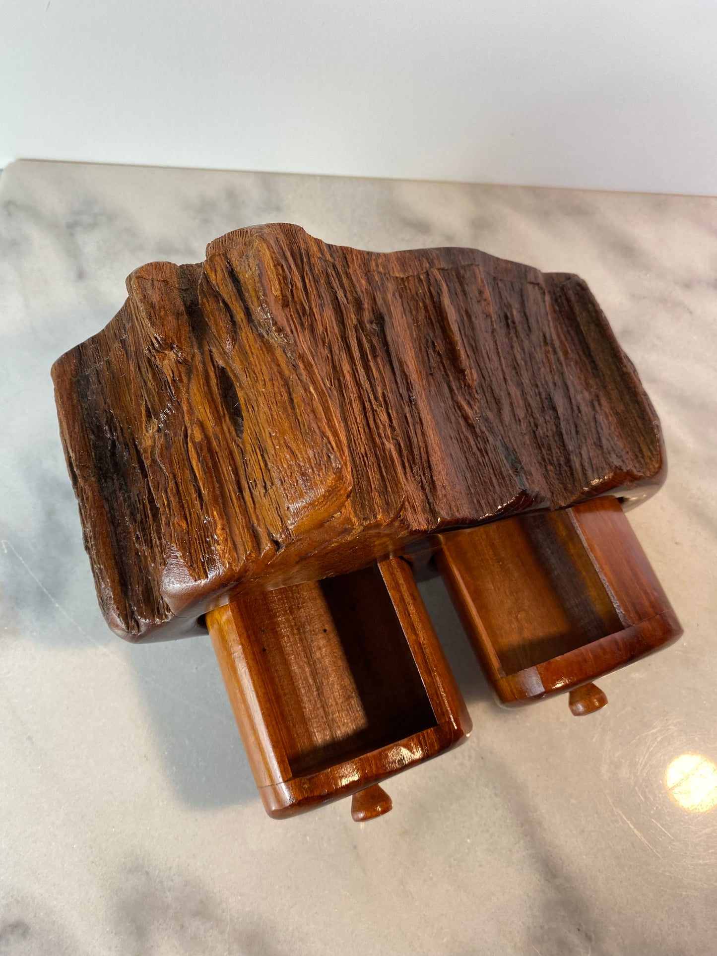 Mid 20th Century Studio Craft Raw Edge Tropical Hardwood Jewelry Box by Galería Arenal