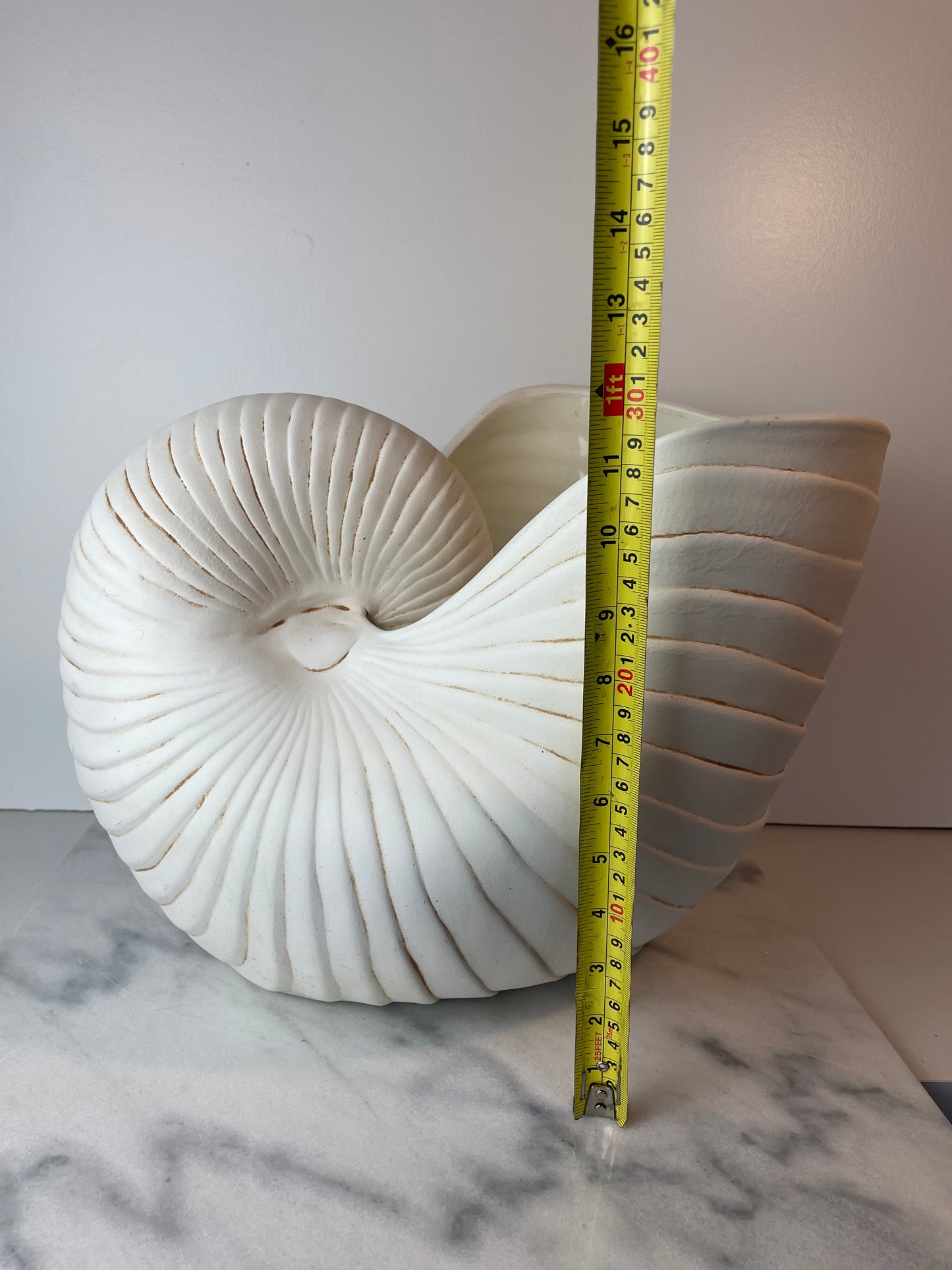 Large Scale Ceramic Nautilus Shell Sculptural Vessel